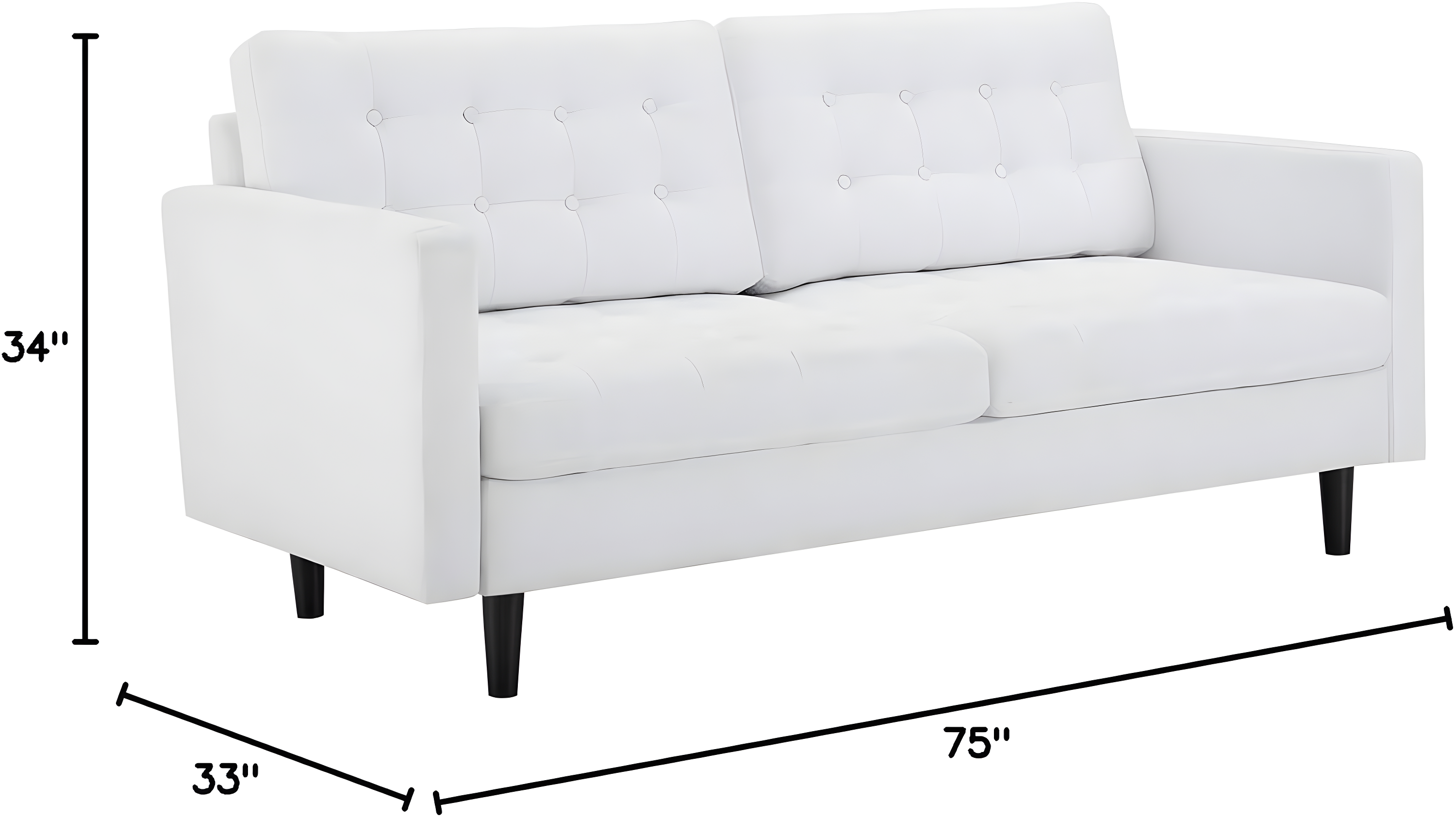 Modway Exalt Fabric Upholstered Tufted Sofa in White & Black