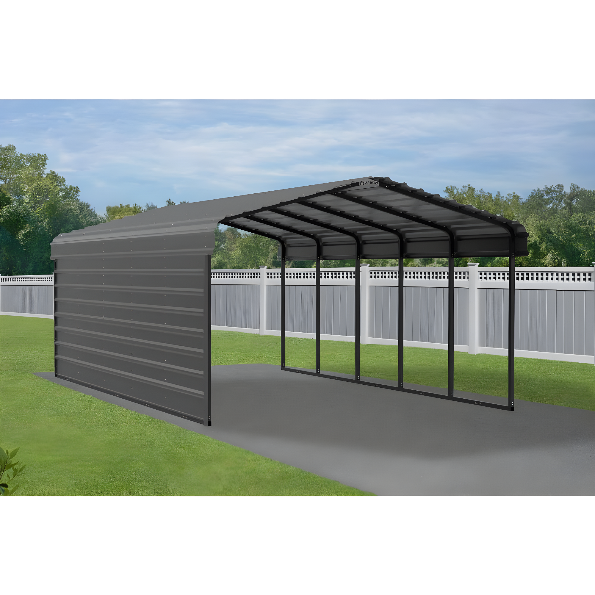 Arrow Arrow Steel Carport with 1 Side Wall Kit, 12X24X07
