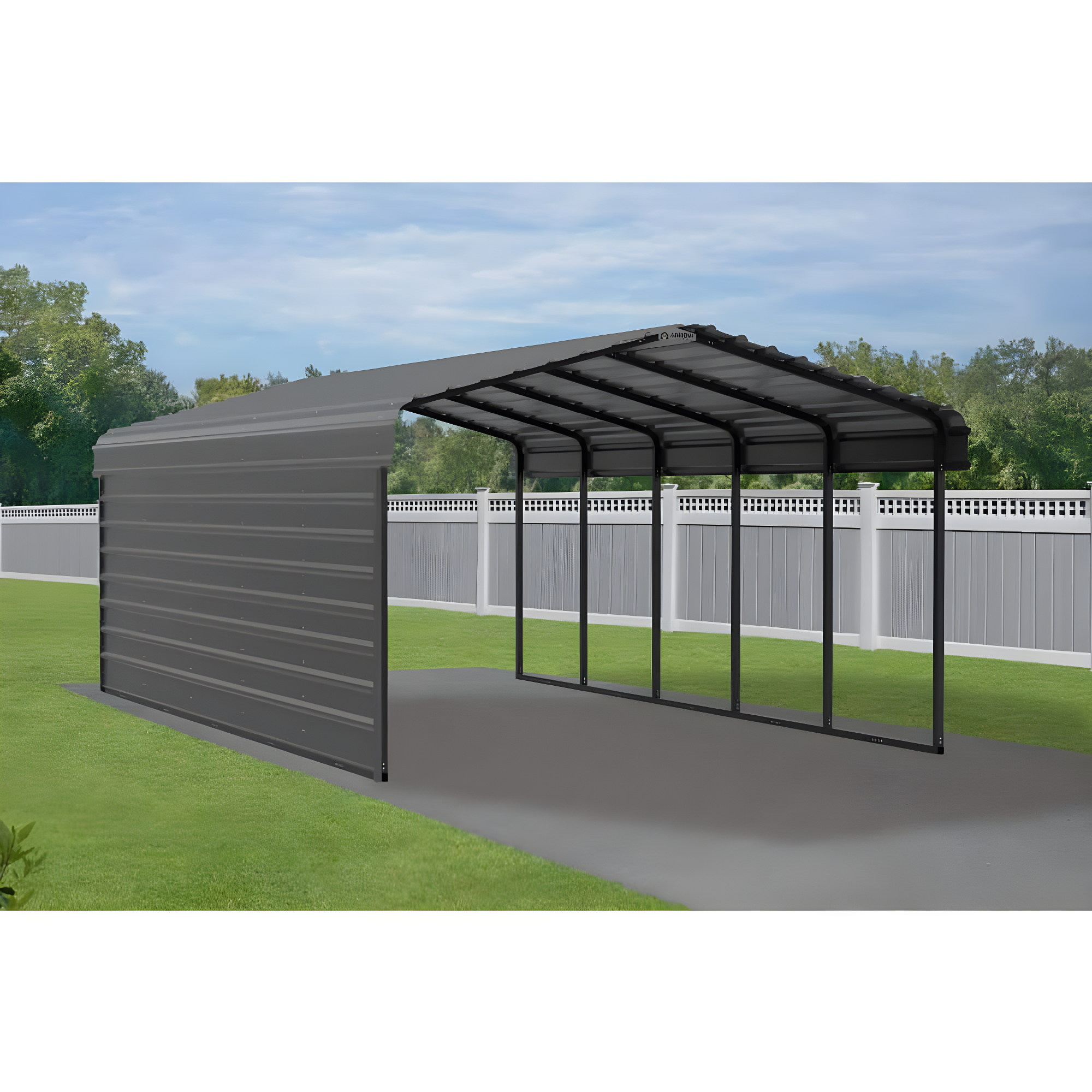 Arrow Arrow Steel Carport with 1 Side Wall Kit, 12X24X07
