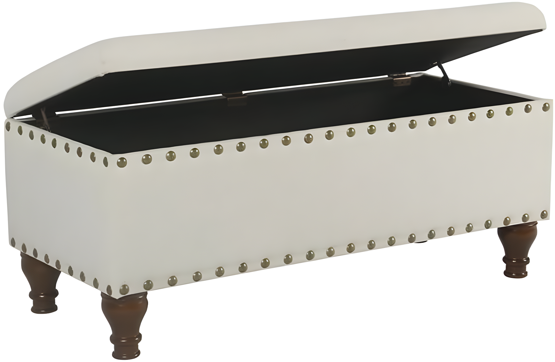 Large Storage Bench with Nailhead Trim Cream - HomePop