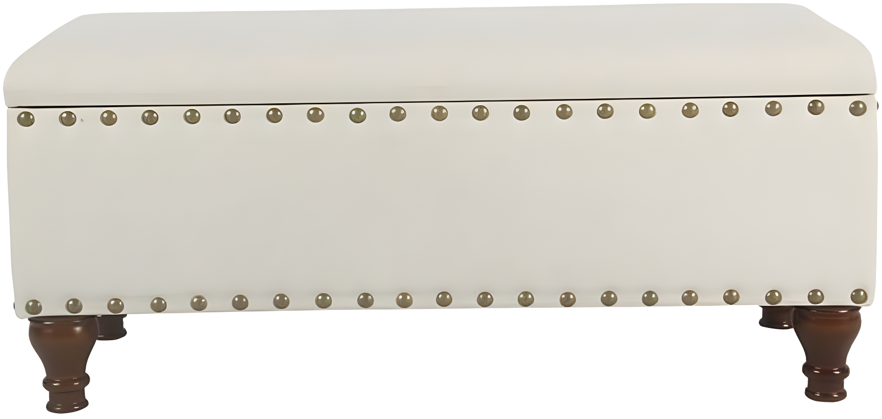 Large Storage Bench with Nailhead Trim Cream - HomePop