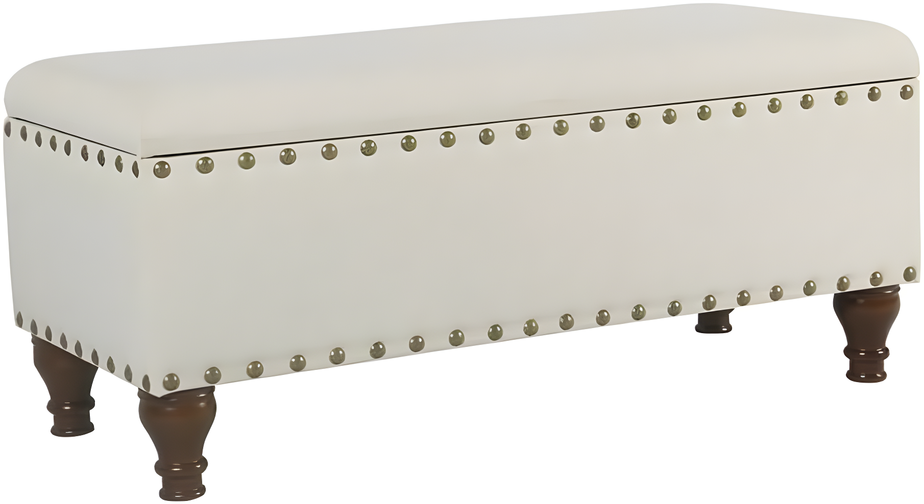 Large Storage Bench with Nailhead Trim Cream - HomePop