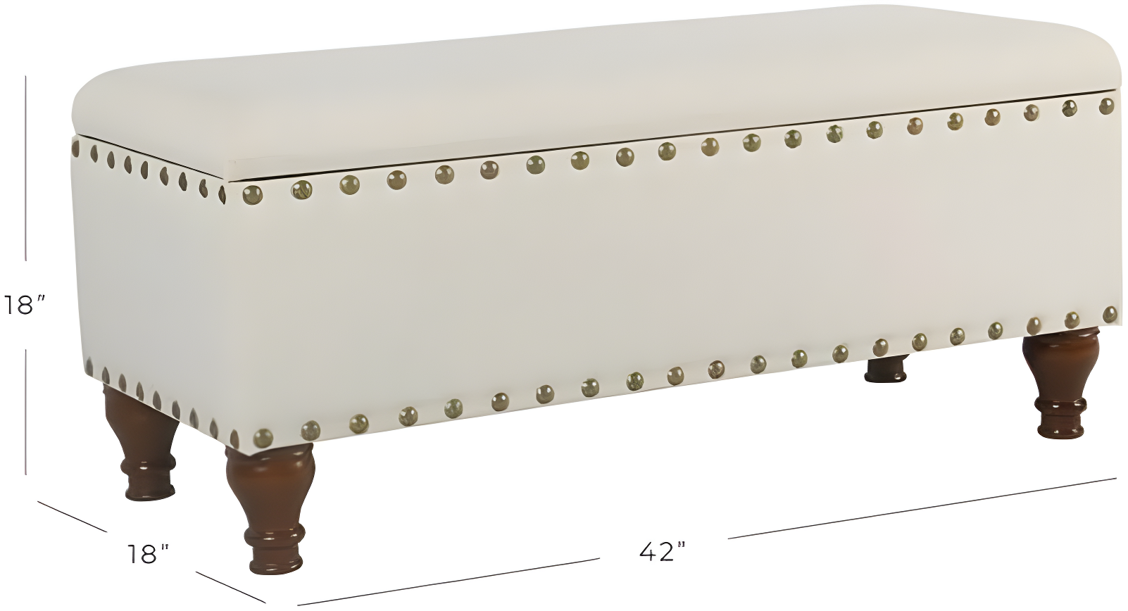 Large Storage Bench with Nailhead Trim Cream - HomePop