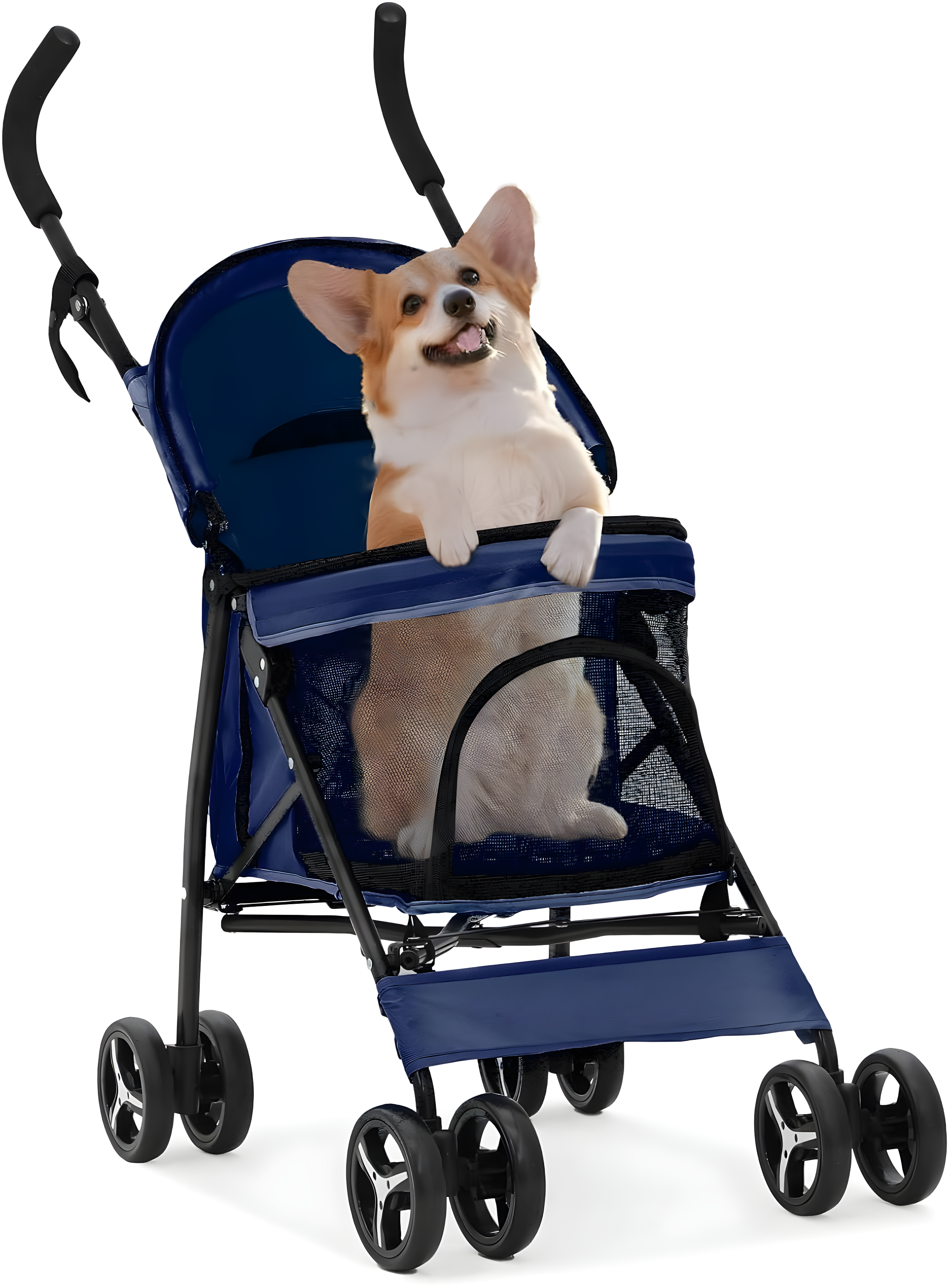 MoNiBloom 4 Wheel Folding Pet Stroller, Foldable Dog Jogger Stroller with Adjustable Canopy and Mesh Window