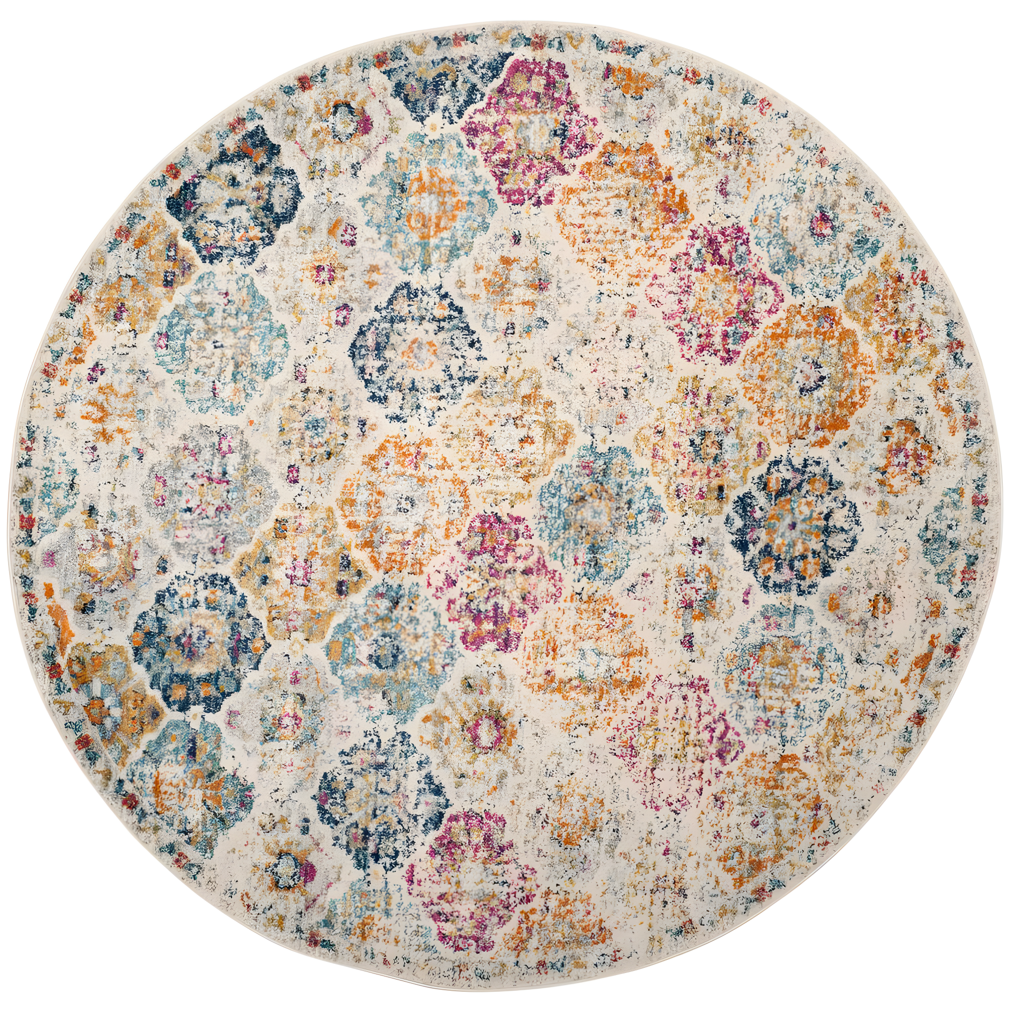 Madison MAD611 Power Loomed Indoor Area Rug - Cream/Multi - 9' Round - Safavieh
