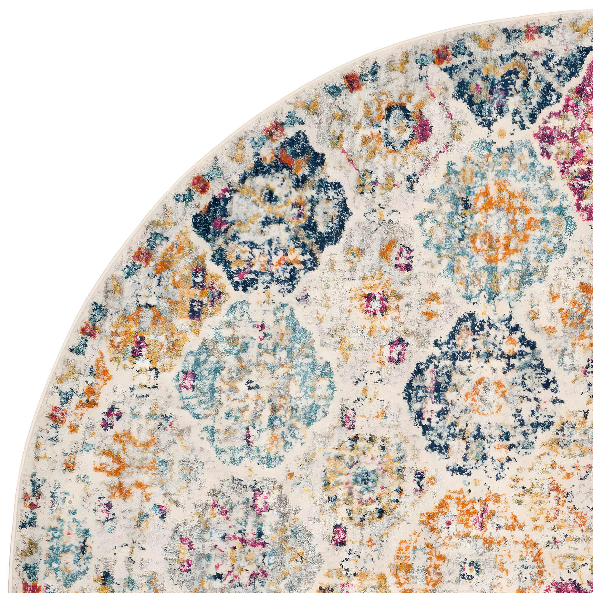 Madison MAD611 Power Loomed Indoor Area Rug - Cream/Multi - 9' Round - Safavieh