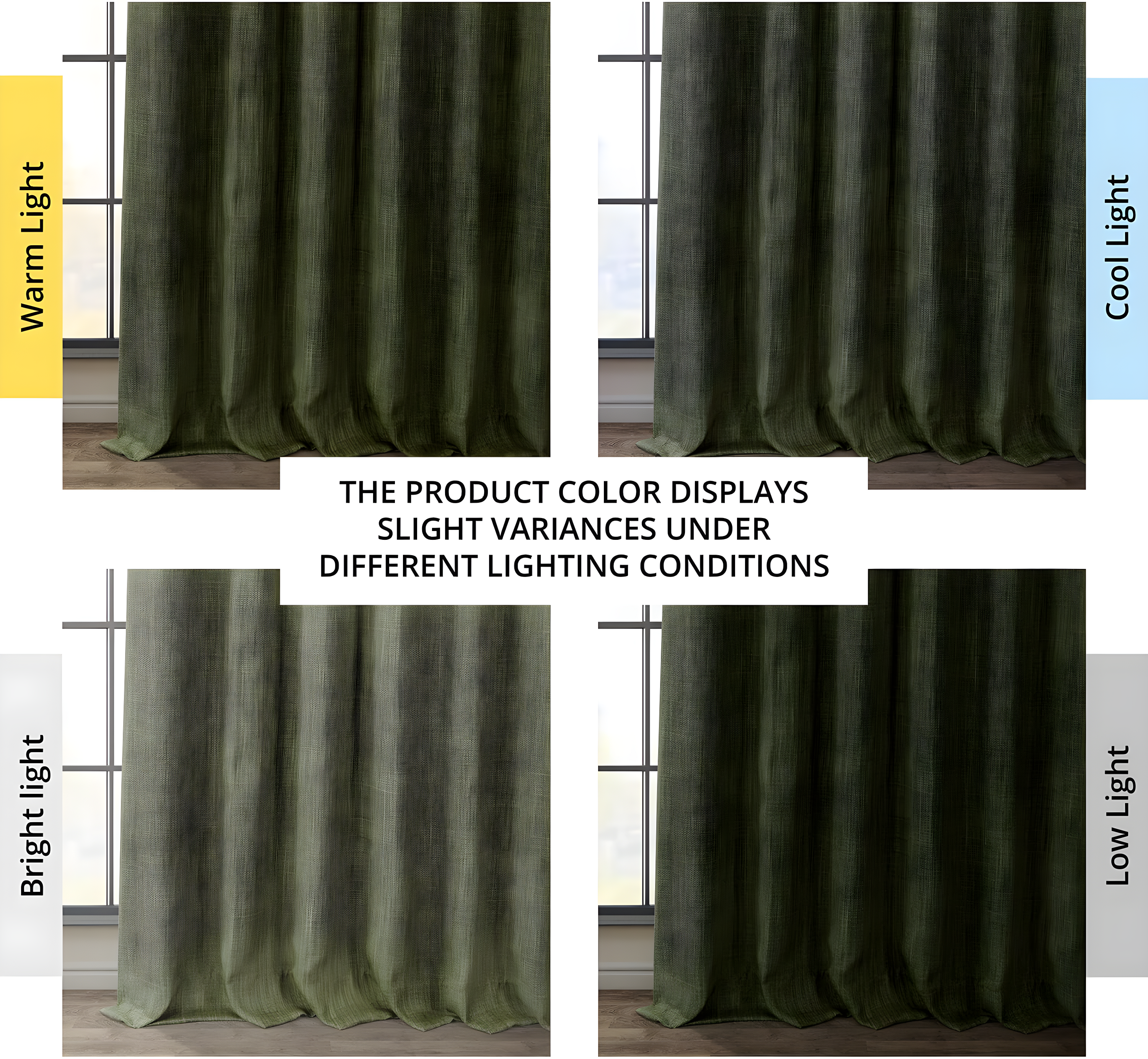 HPD Half Price Drapes Khaki Green Faux Linen Room Darkening Curtains for Bedroom & Living Room Curtains (1 Panel), Door & Window Curtains 84 inches long, Rod Pocket Curtains, 50W X 84L