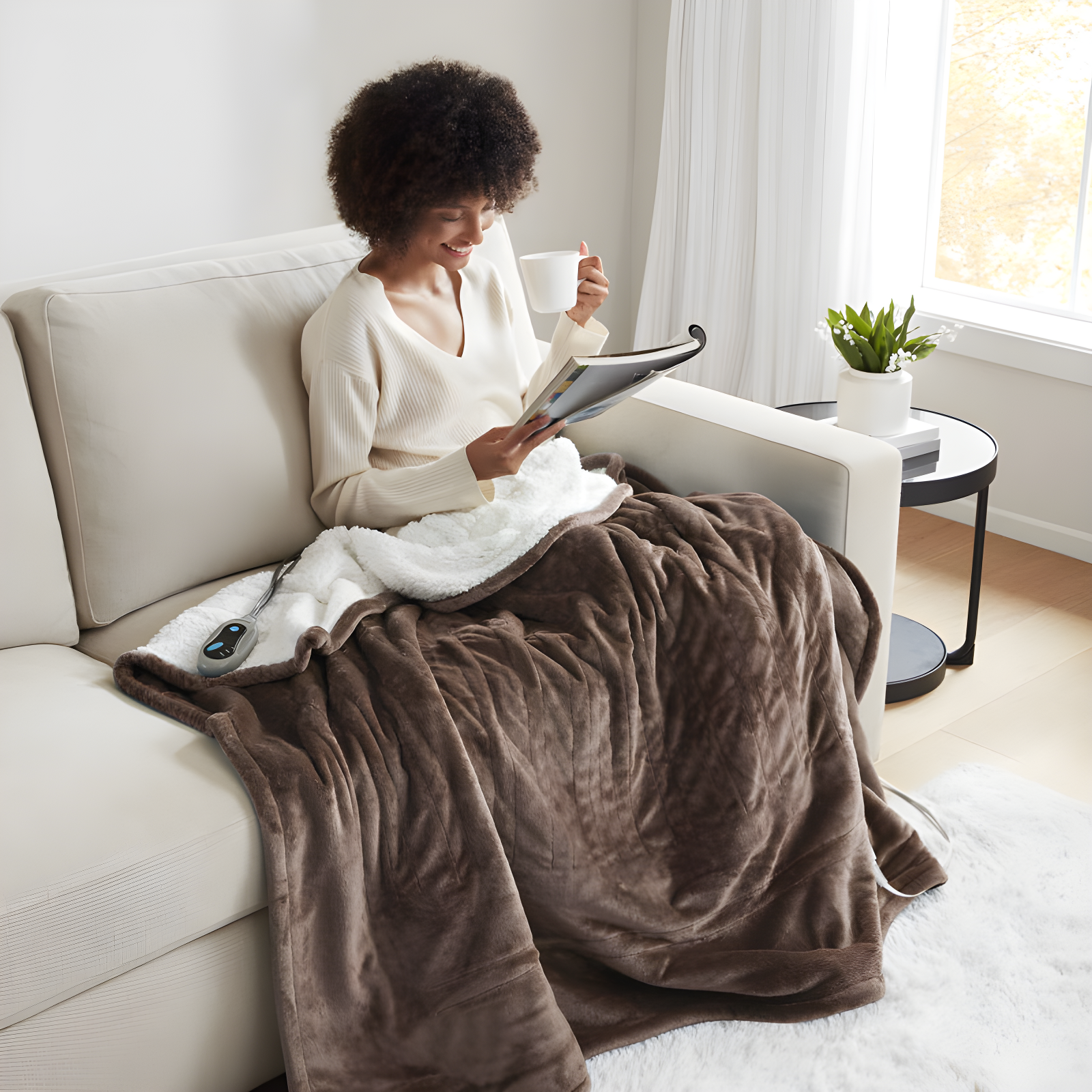 Beautyrest Beautyrest Heated Microlight to Berber Throw