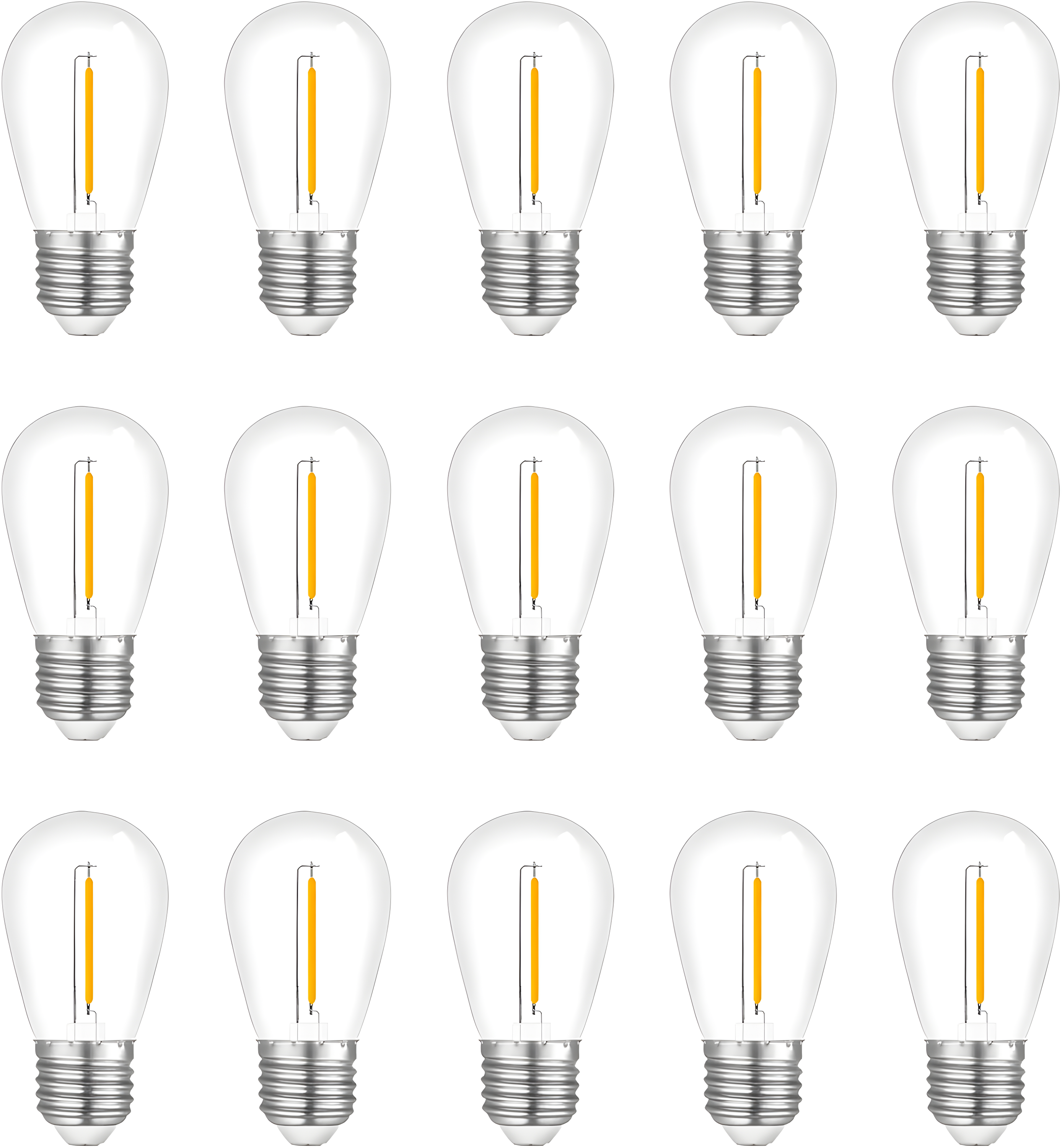 Svater Replacement Bulbs for Outdoor String Lights, 15 Pack S14 LED Bulbs for Patio, E26 Base 1W Bulb Equal to 11W Incandescent, Dimmable,Shatterproof 2700K Warm White