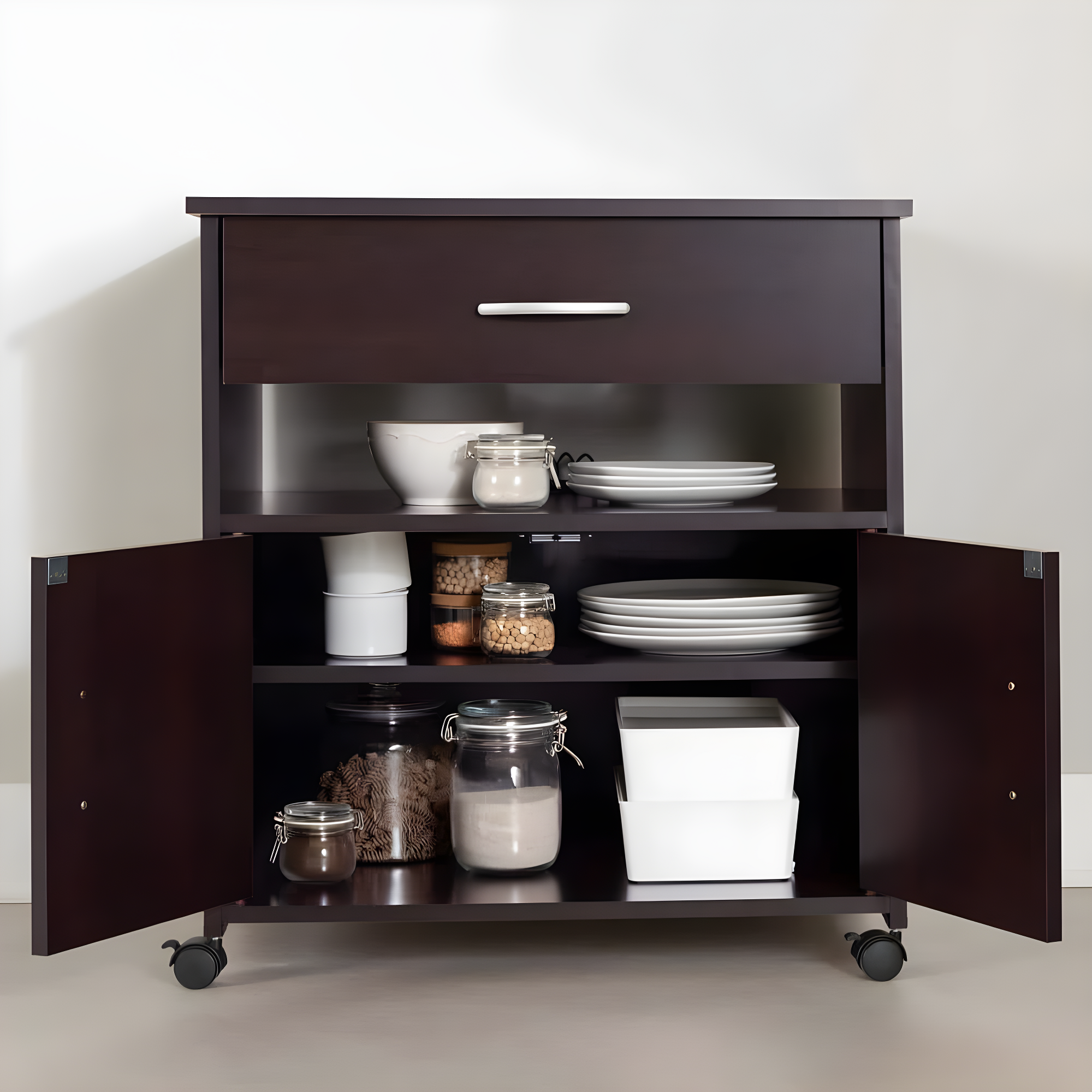 South Shore Axess 29.25'' H x 26.75'' W 2 - Cabinet Utility Cart with Wheels