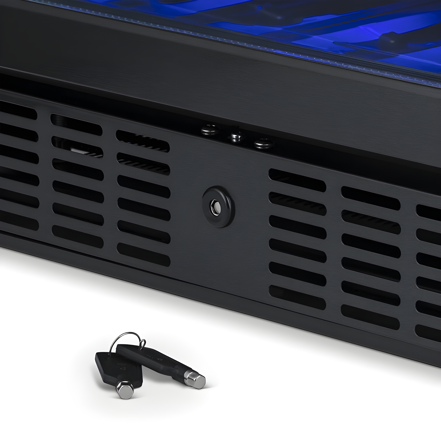 Newair 24” Built-in 46 Bottle Dual Zone Wine Cooler with Removable Beechwood Shelves in Black Stainless Steel