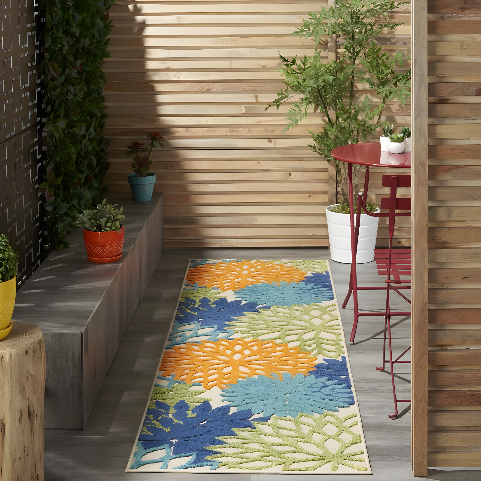 Nourison Aloha Floral Bloom Flatweave High-Low Indoor Outdoor Runner Rug Multicolor 2'3" x 10'