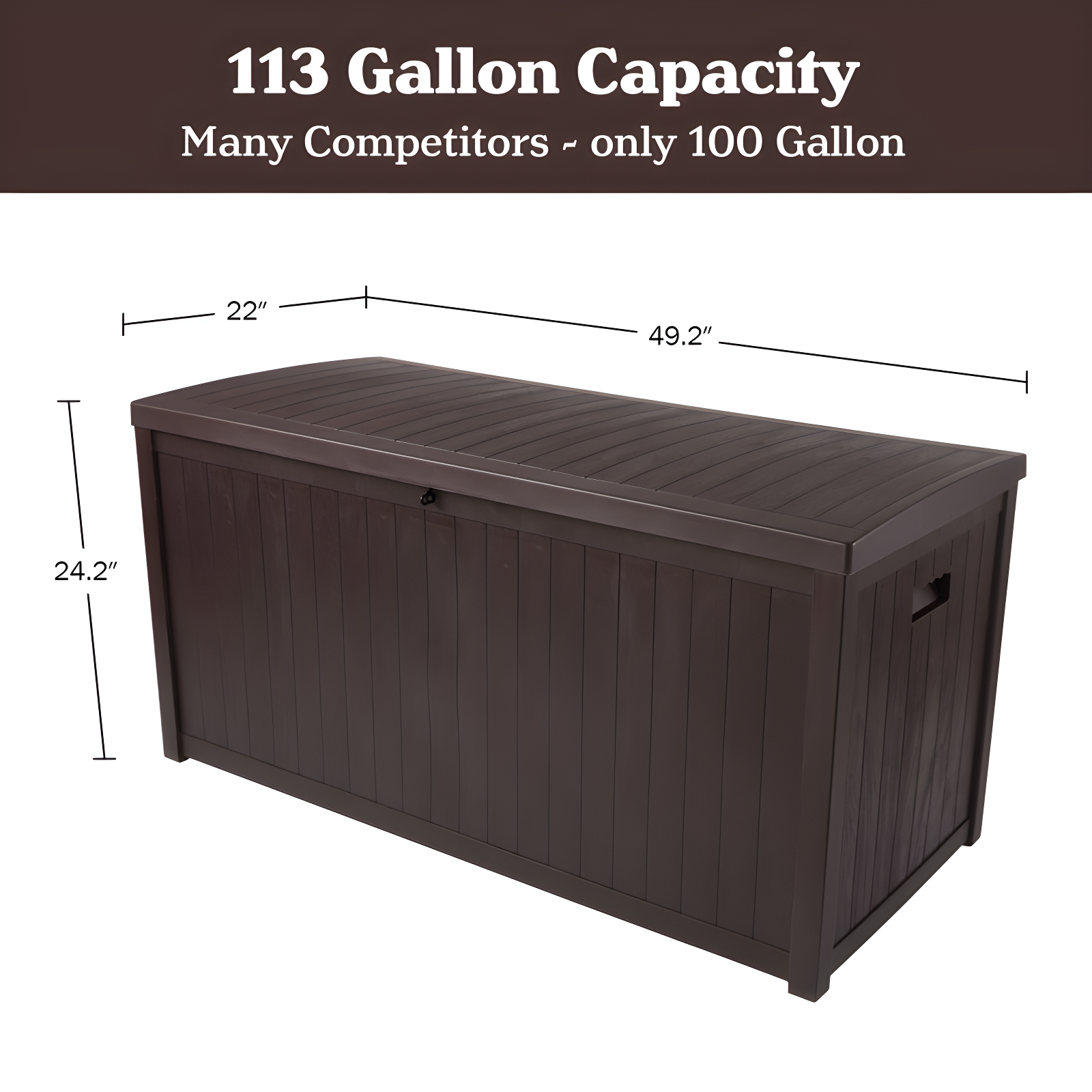 Pure Garden Outdoor Storage Box - 113 Gallon Lockable Deck Box for Pool Accessories, Patio Furniture Cushions, or Package Delivery for Outside by Pure Garden