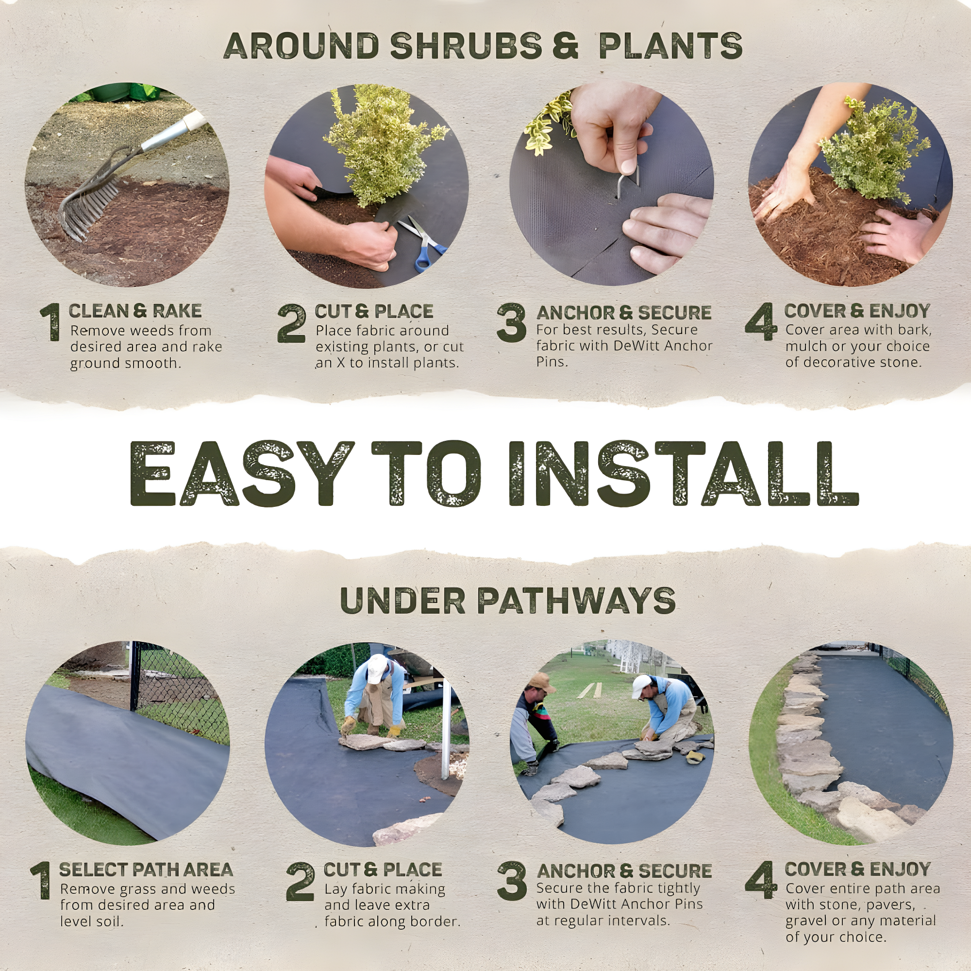 DeWitt Sunbelt Woven Weed Barrier Landscape Fabric Ground Cover (Set of 2)