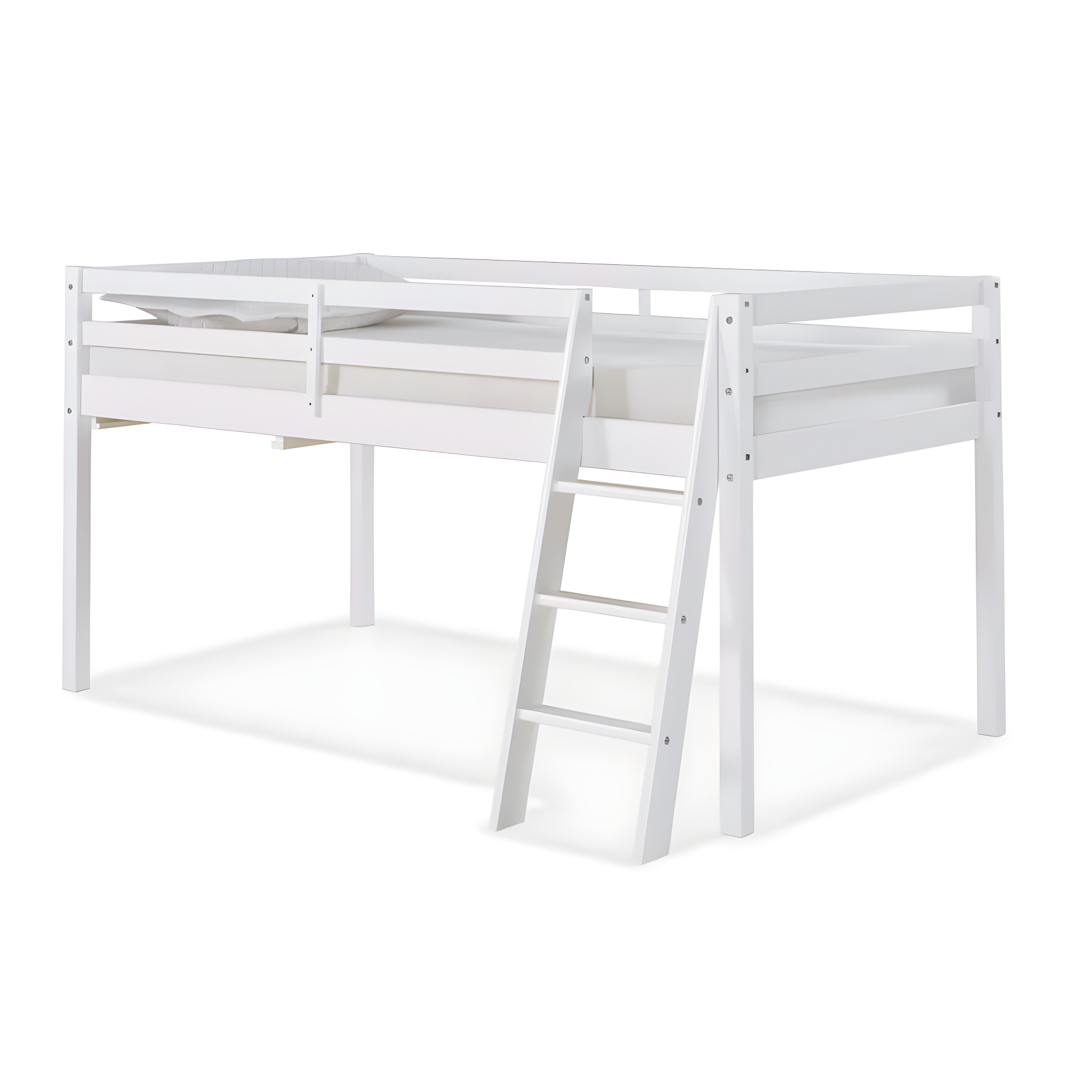 Twin Roxy Junior Kids' Loft Bed White - Bolton Furniture: Low Loft Bed, Brazilian Pine Frame, Unupholstered, All Ages