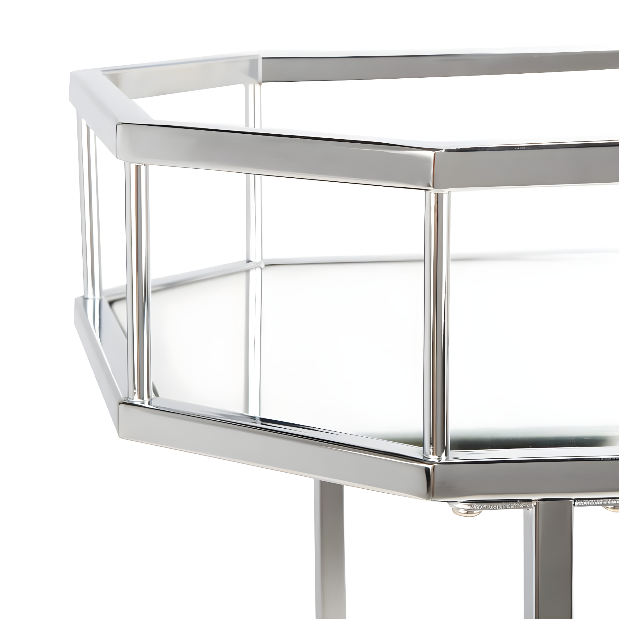 Silva 2 Tier Octagon Bar Cart - BCT8004B - Chrome/Mirror - Safavieh