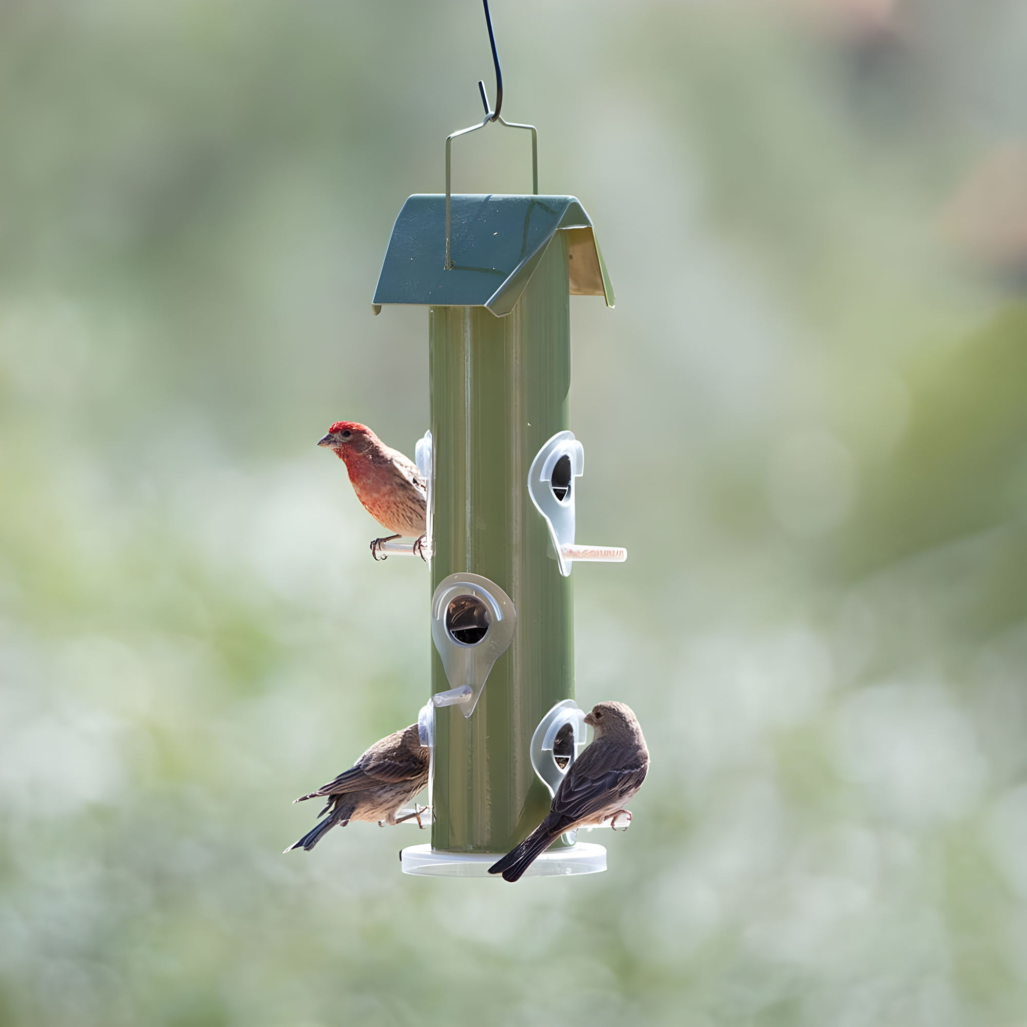 Perky-Pet Green Metal Wild Bird Tube Feeder - 1 lb Capacity