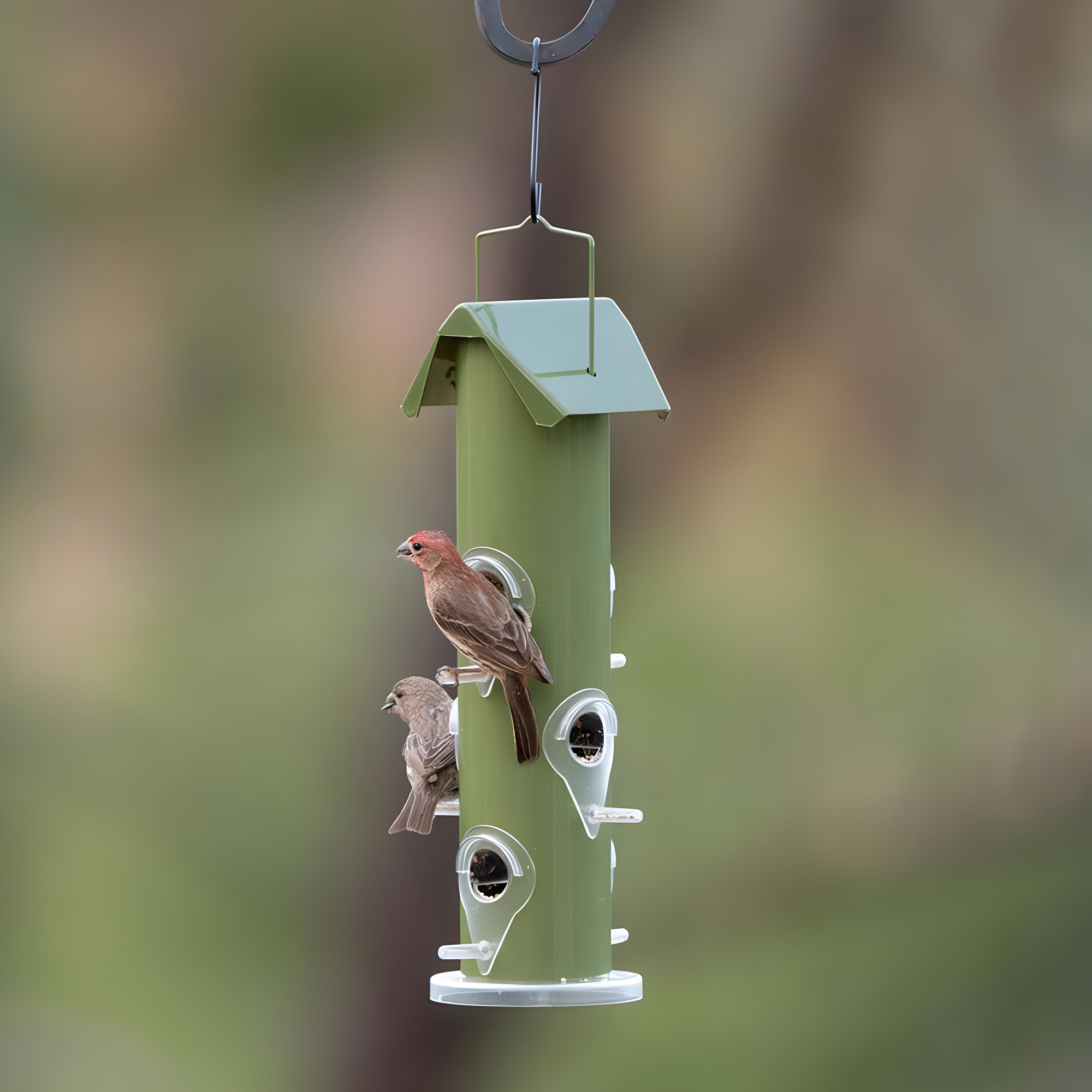 Perky-Pet Green Metal Wild Bird Tube Feeder - 1 lb Capacity