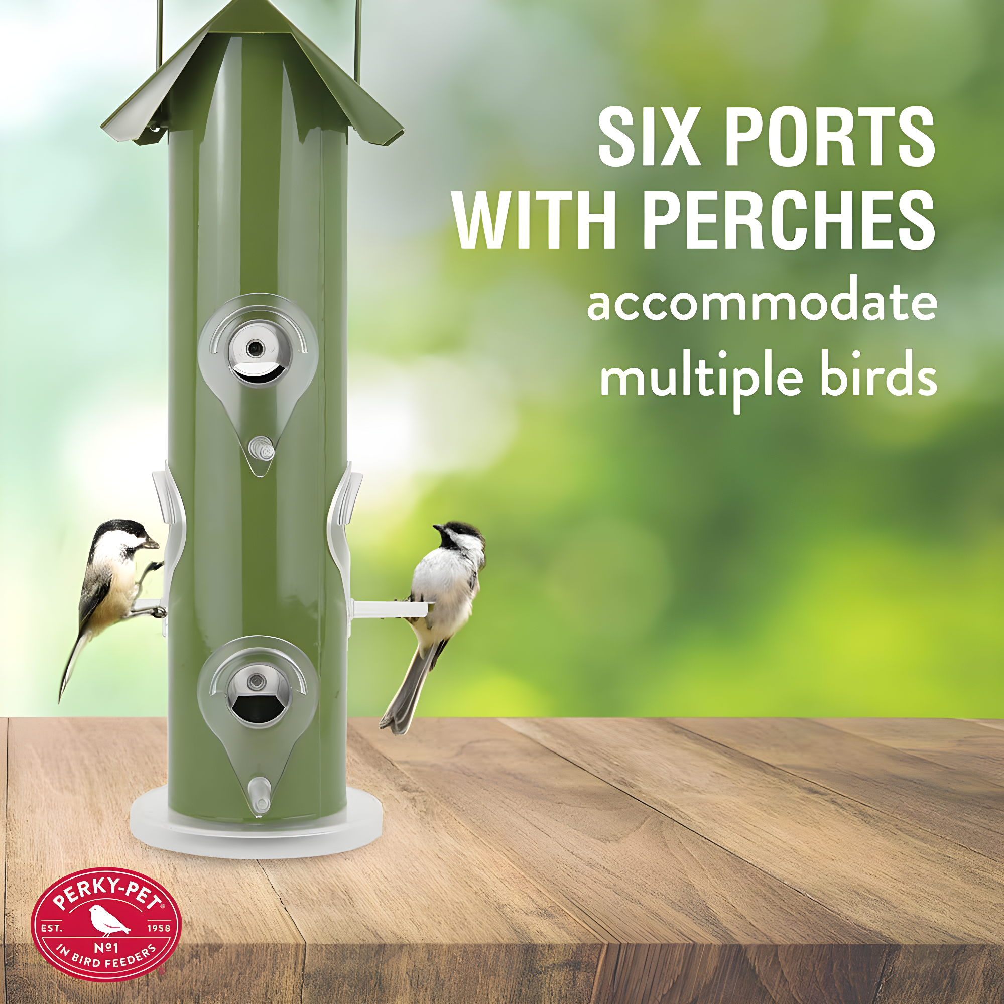 Perky-Pet Green Metal Wild Bird Tube Feeder - 1 lb Capacity