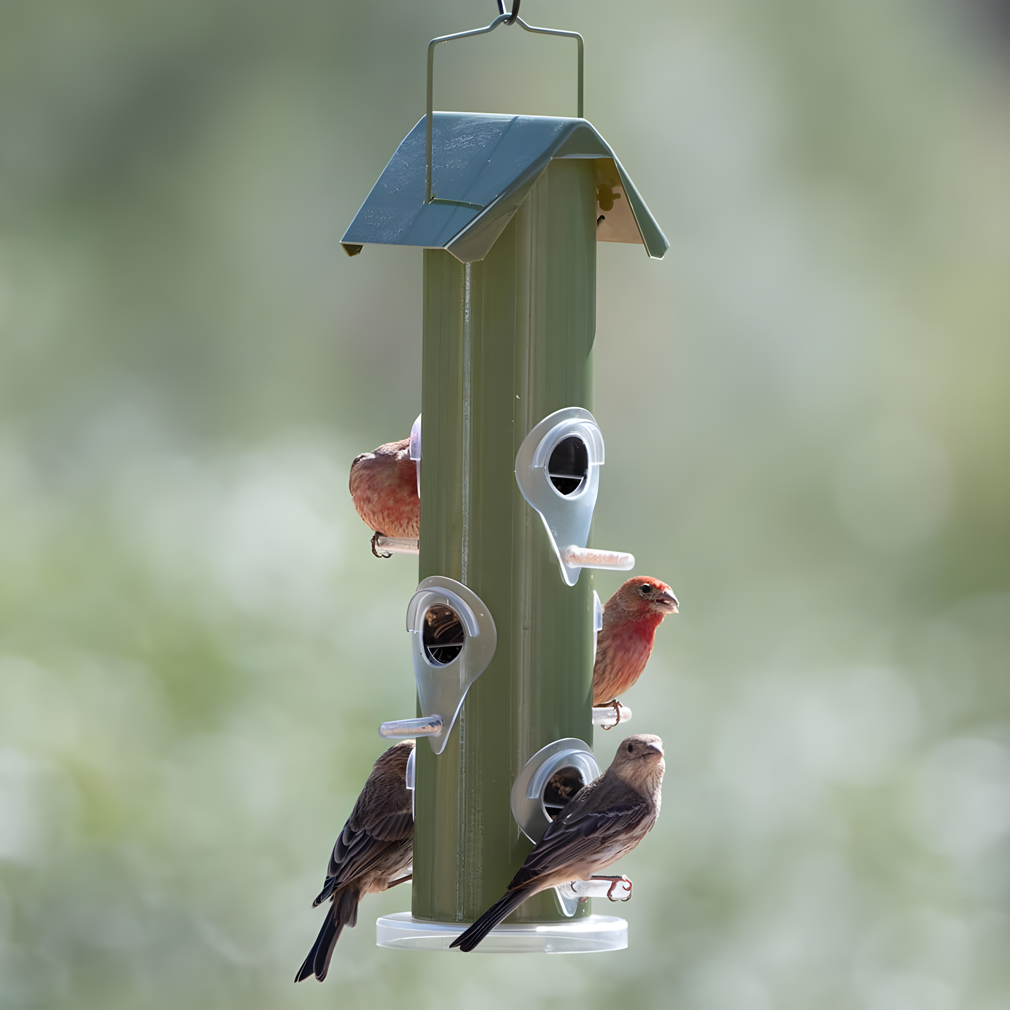 Perky-Pet Green Metal Wild Bird Tube Feeder - 1 lb Capacity