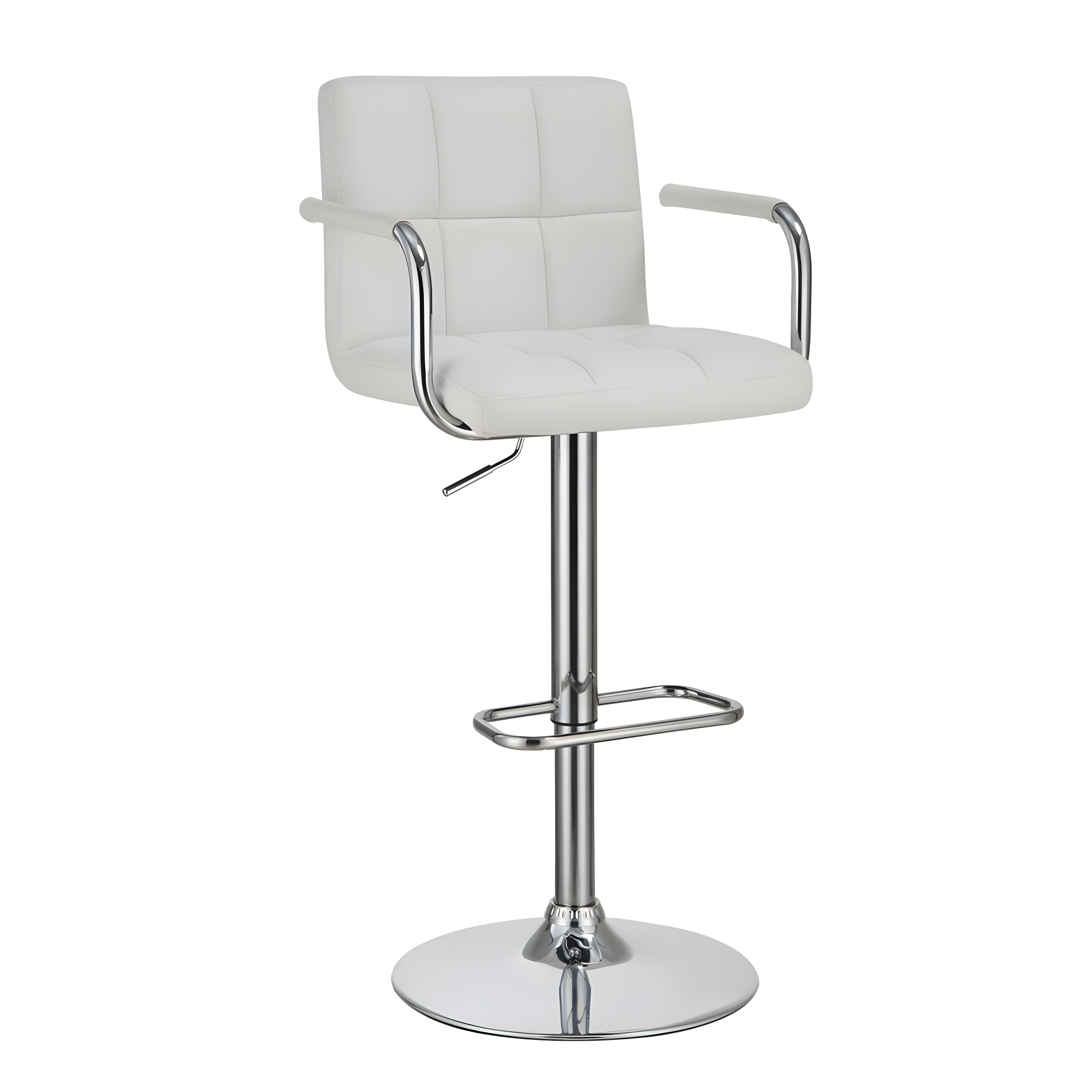 Coaster Modern Faux Leather Adjustable Height Bar Stool in White