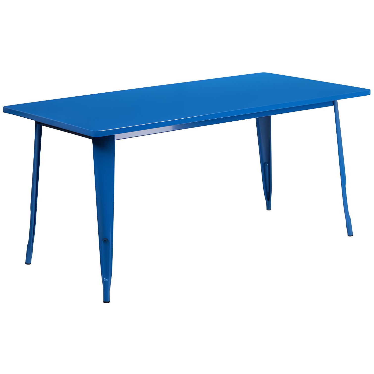 Benny Commercial Grade 31.5" x 63" Rectangular Metal Indoor-Outdoor Table Set with 6 Arm Chairs