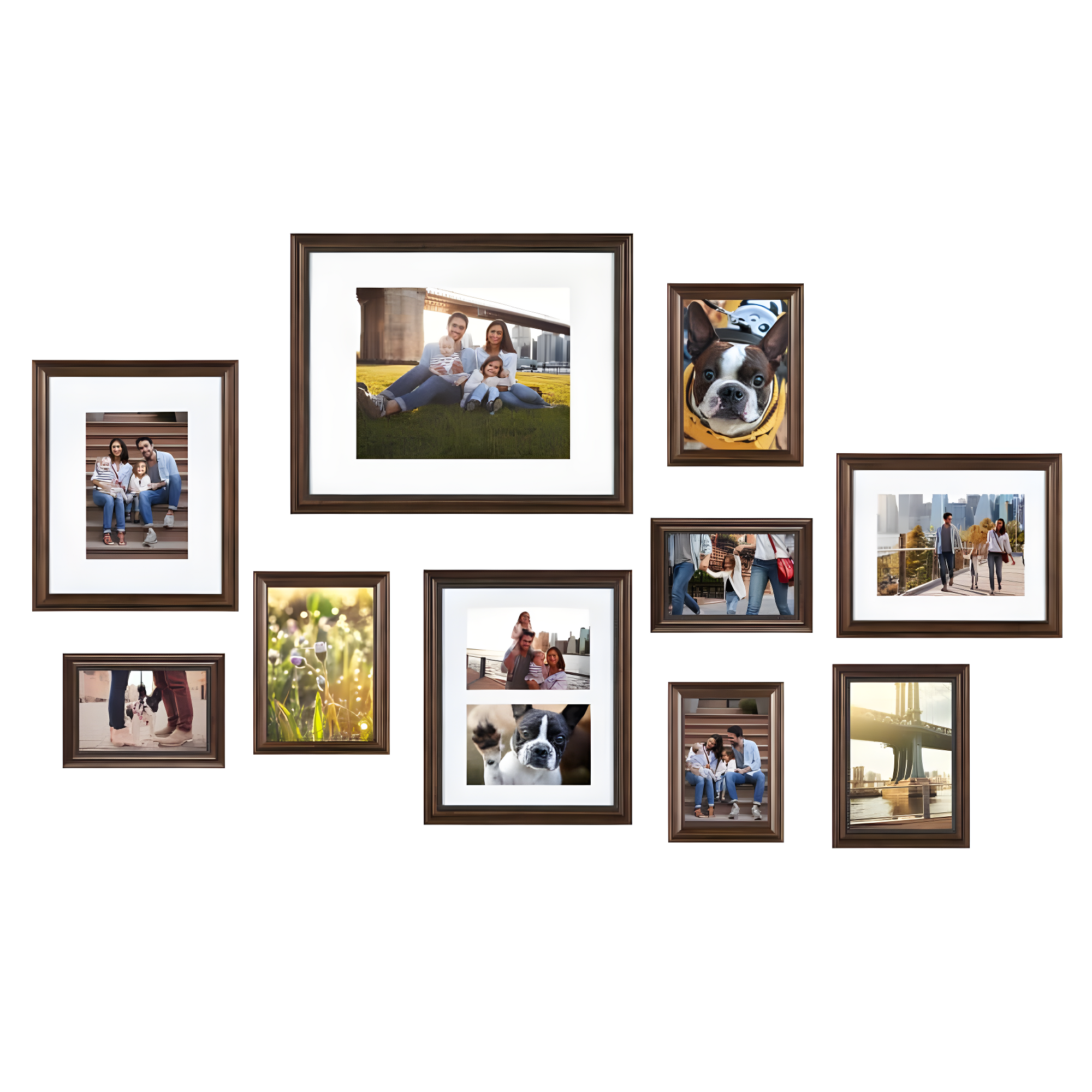 10pcTraditionl Frame Box Set Brown - Kate & Laurel All Things Decor: Elegant Wall Display, Multi-Size, Sawtooth Hanger