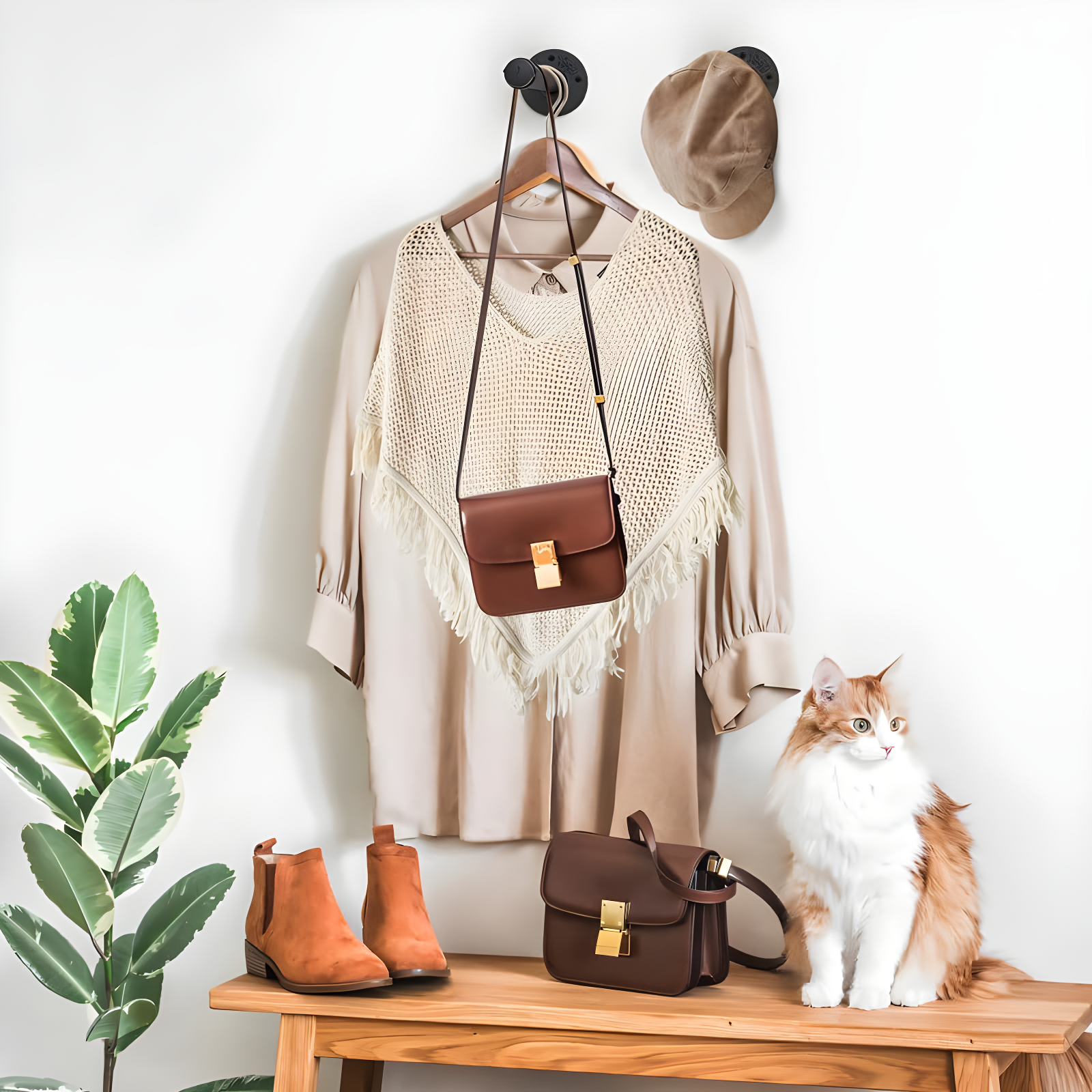 Trent Austin Design® 6 Pcs Industrial Pipe Clothes Bar 10 Inch - Wall Mount Clothing Rack - Face Out Closet Rods