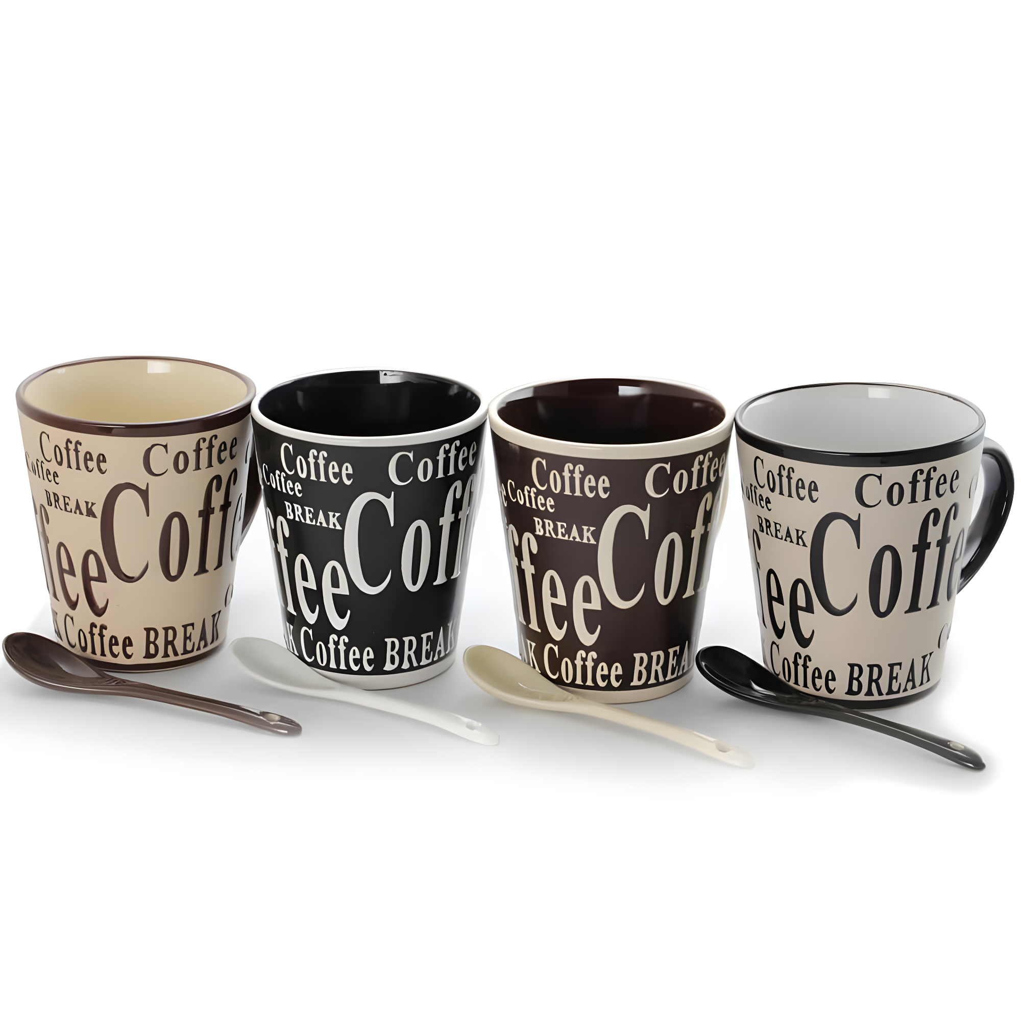 Mr. Coffee Bareggio 8 Piece Coffee with Spoon Set , 4 Designs