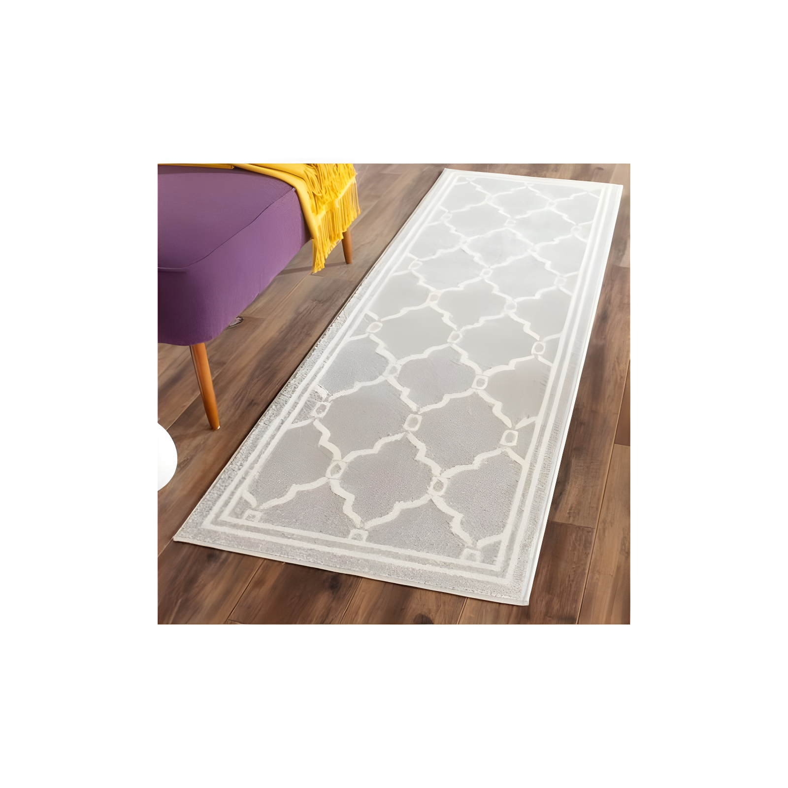Amherst AMT414 Power Loomed Indoor Runner Rug - Light Grey/Ivory - 2'3"x15' - Safavieh