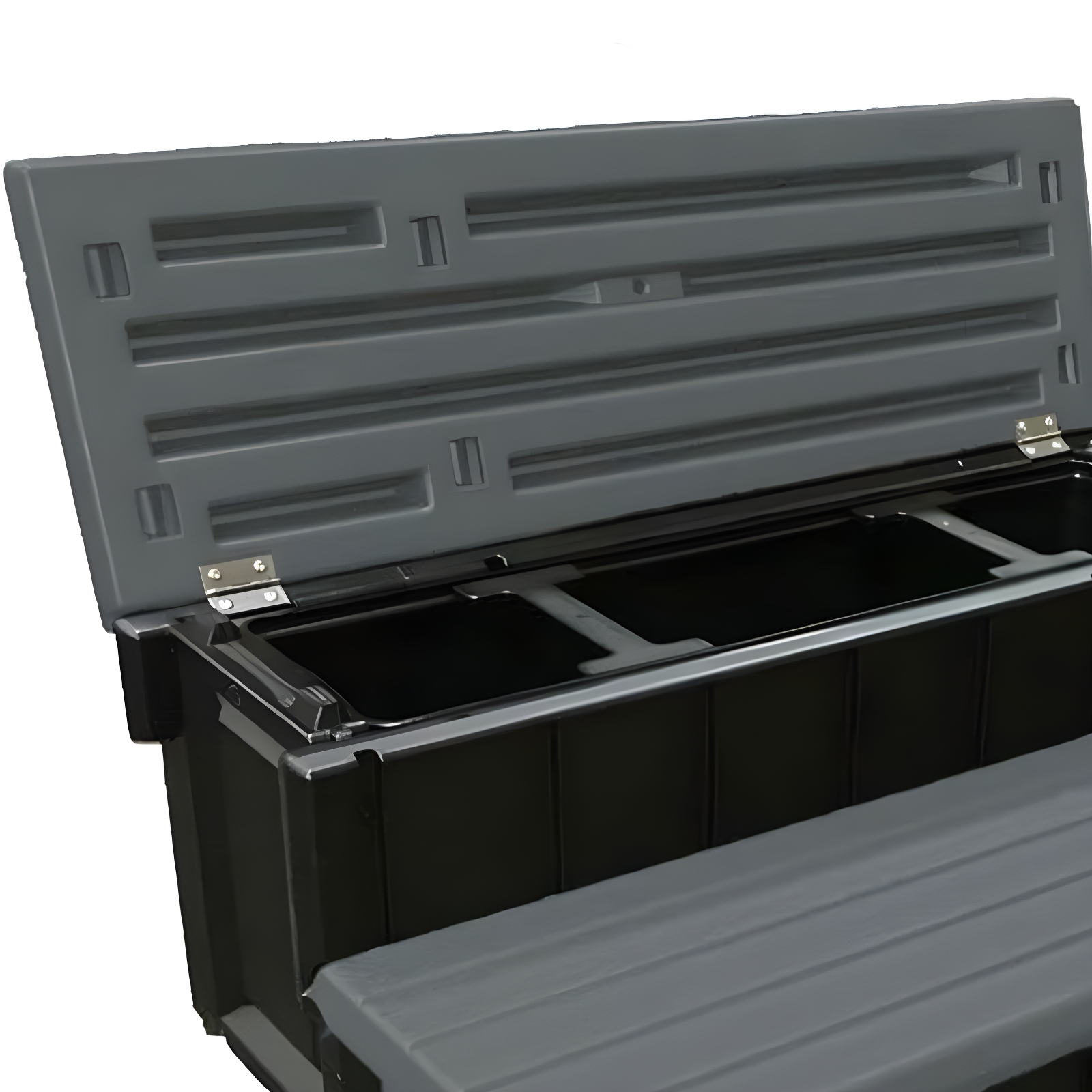 Confer Plastics Leisure Accents Durable Multi-Functional Outdoor Spa and Hot Tub Storage Step with Removable Compartment, Deep Gray