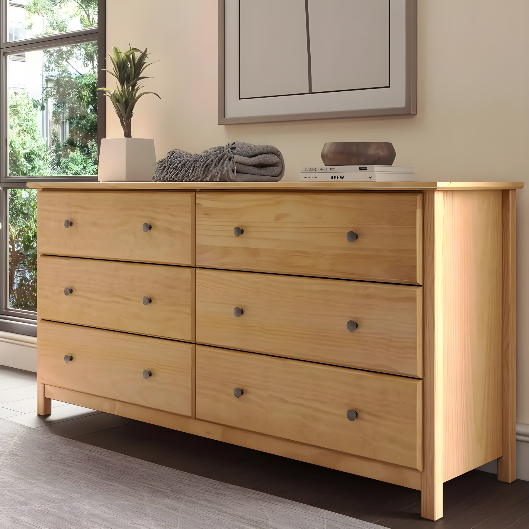 Shaker Solid Wood 63.75'' W 6 - Drawer Dresser