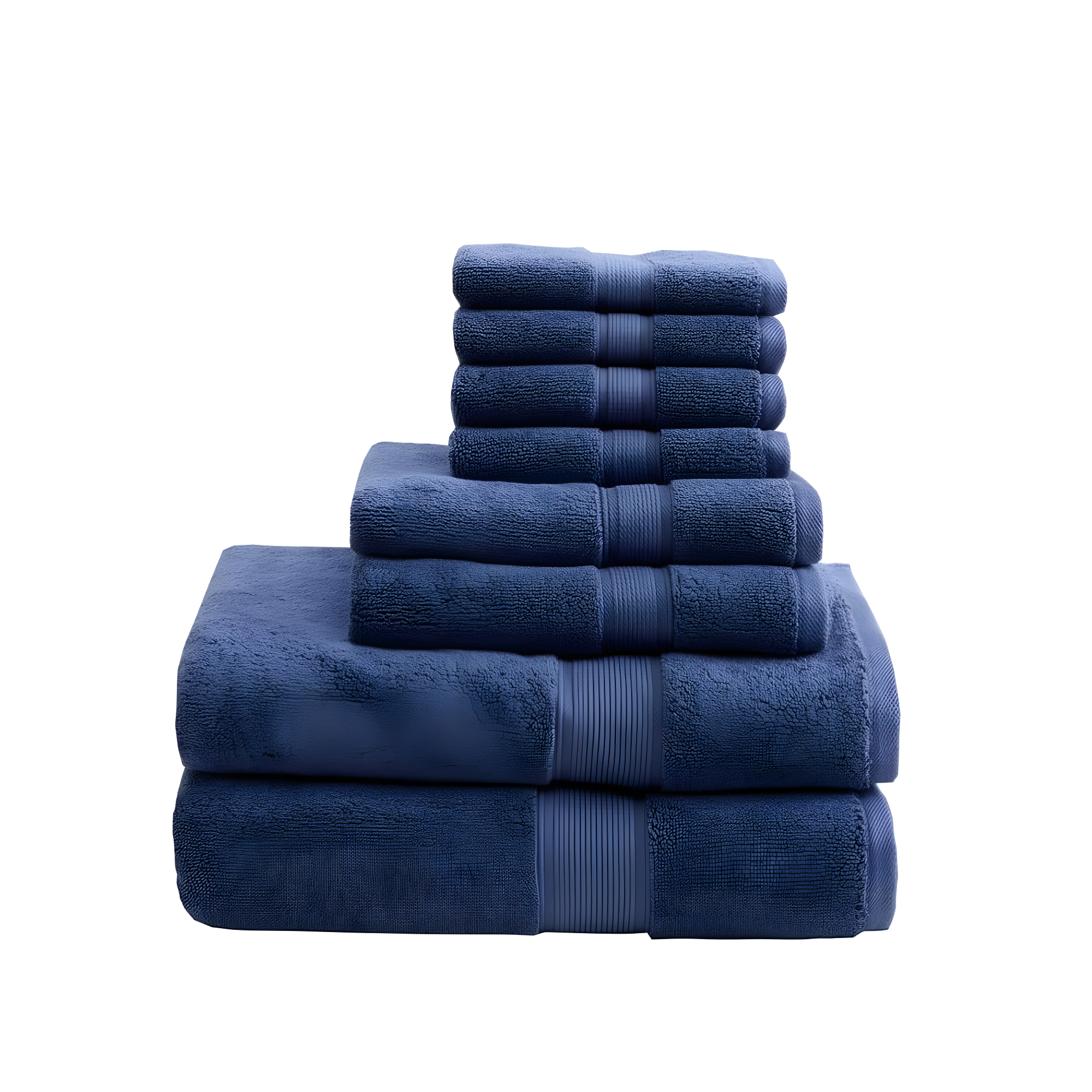8pc Cotton Bath Towel Set Navy: Madison Park, Heavyweight Terry, OEKO-TEX Certified