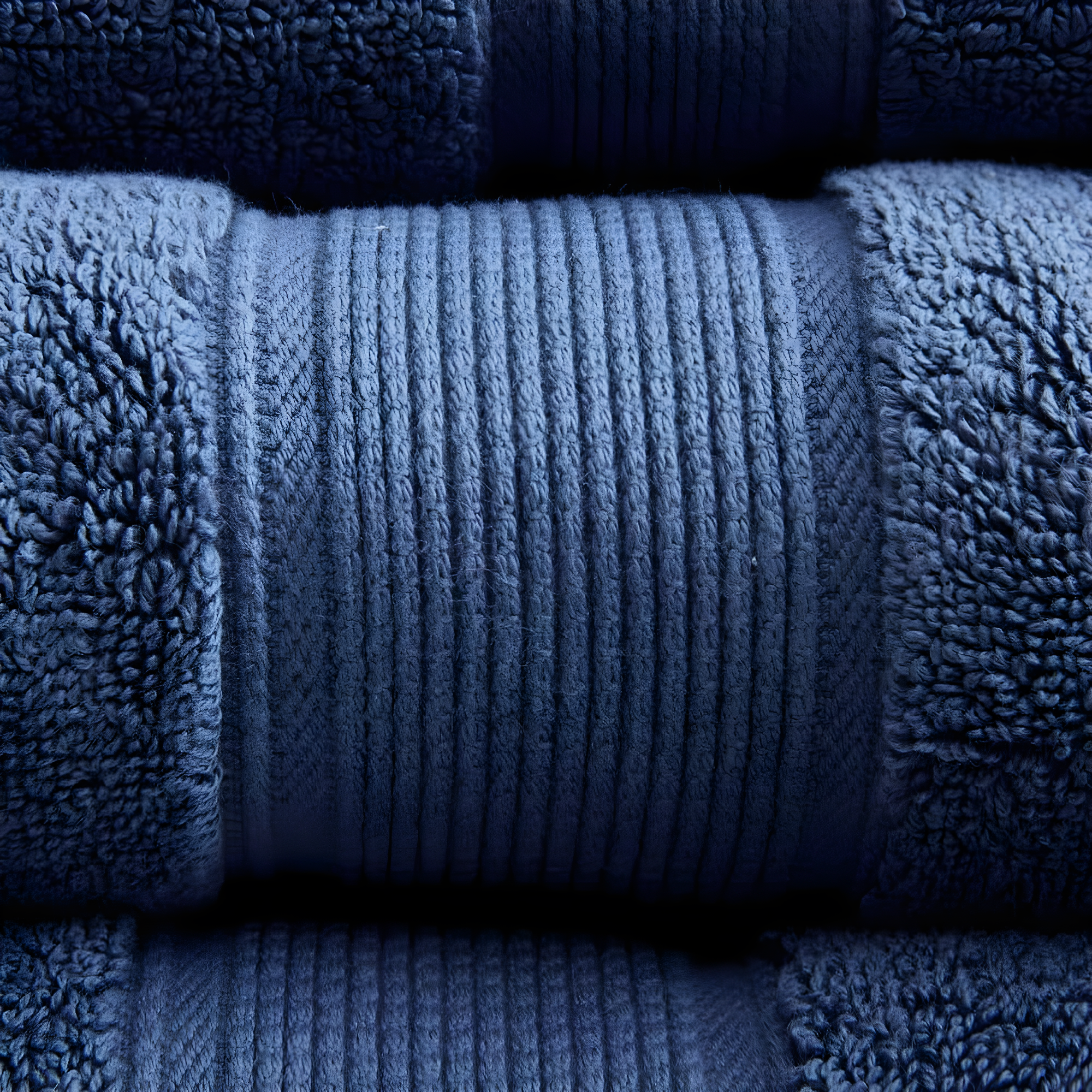 8pc Cotton Bath Towel Set Navy: Madison Park, Heavyweight Terry, OEKO-TEX Certified