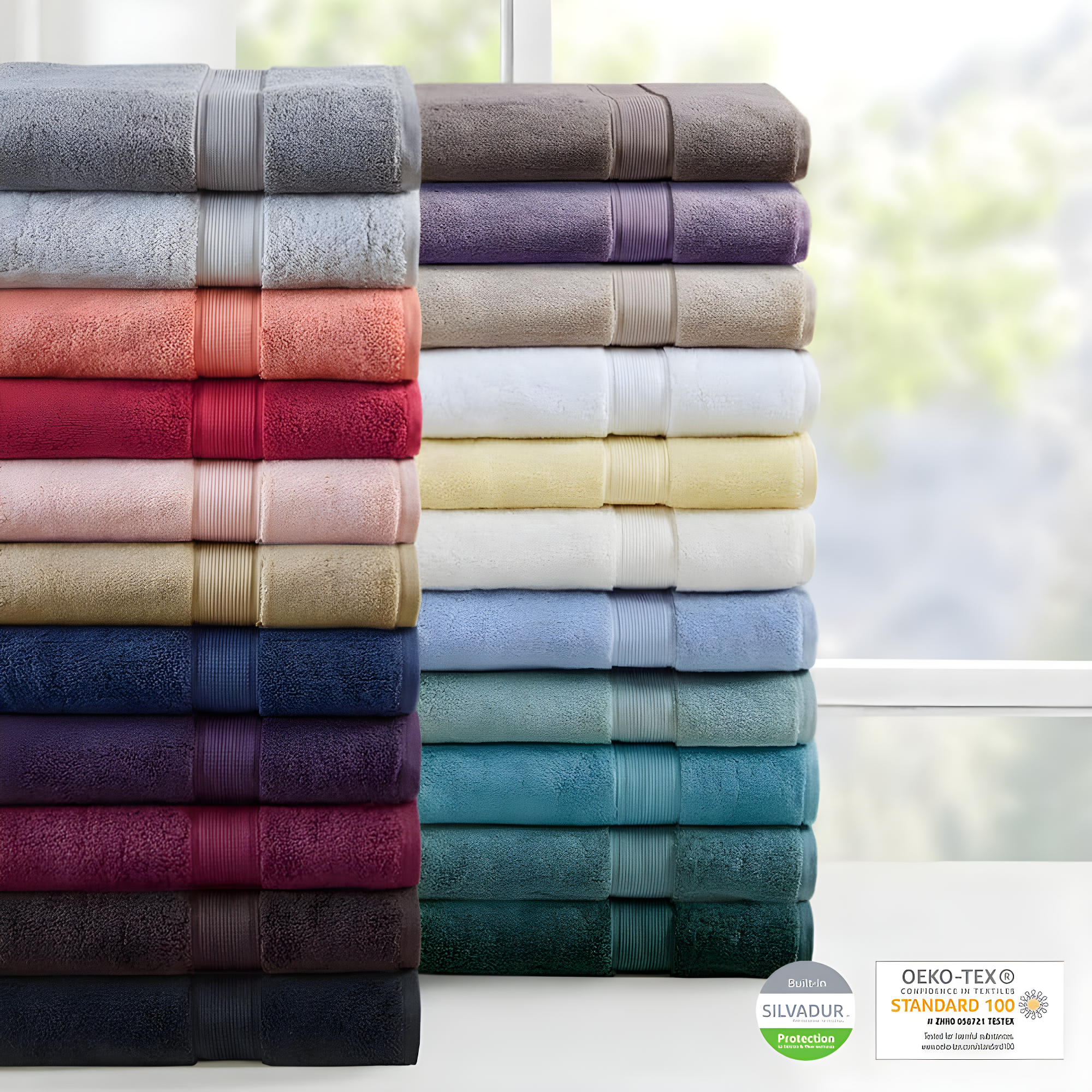 8pc Cotton Bath Towel Set Navy: Madison Park, Heavyweight Terry, OEKO-TEX Certified