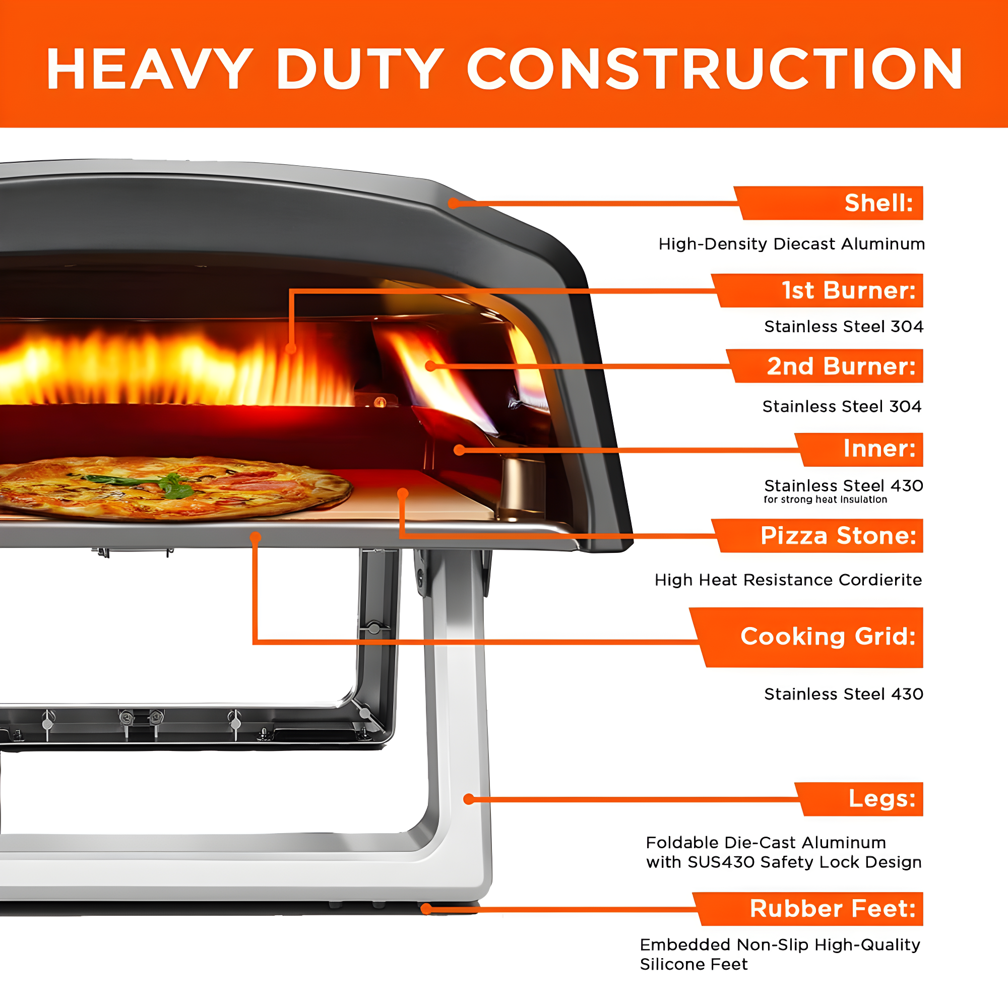 Commercial Chef Commercial Chef Countertop Propane Pizza Oven with Dual Burners
