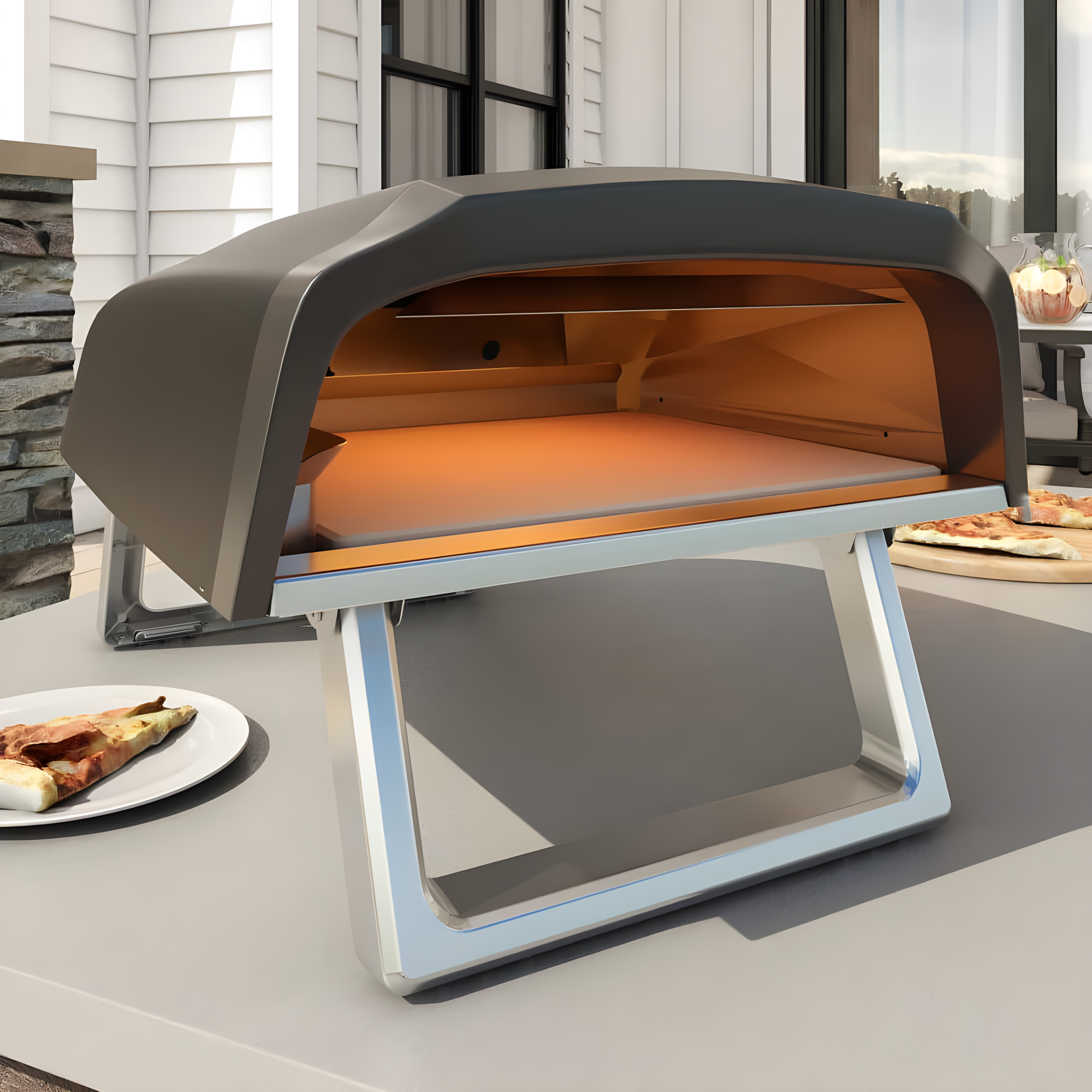 Commercial Chef Commercial Chef Countertop Propane Pizza Oven with Dual Burners