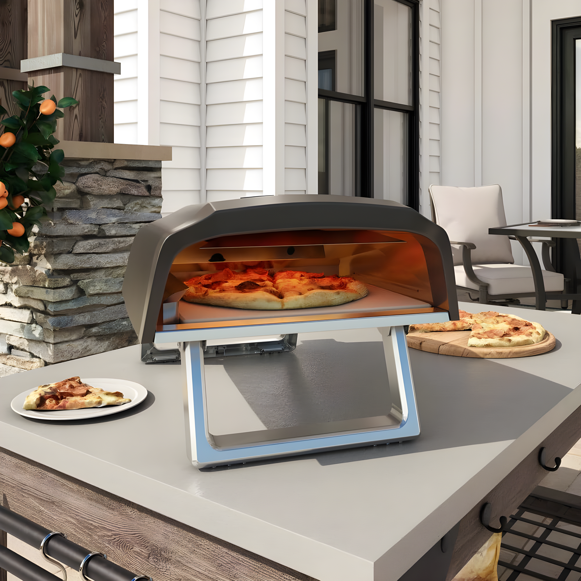 Commercial Chef Commercial Chef Countertop Propane Pizza Oven with Dual Burners