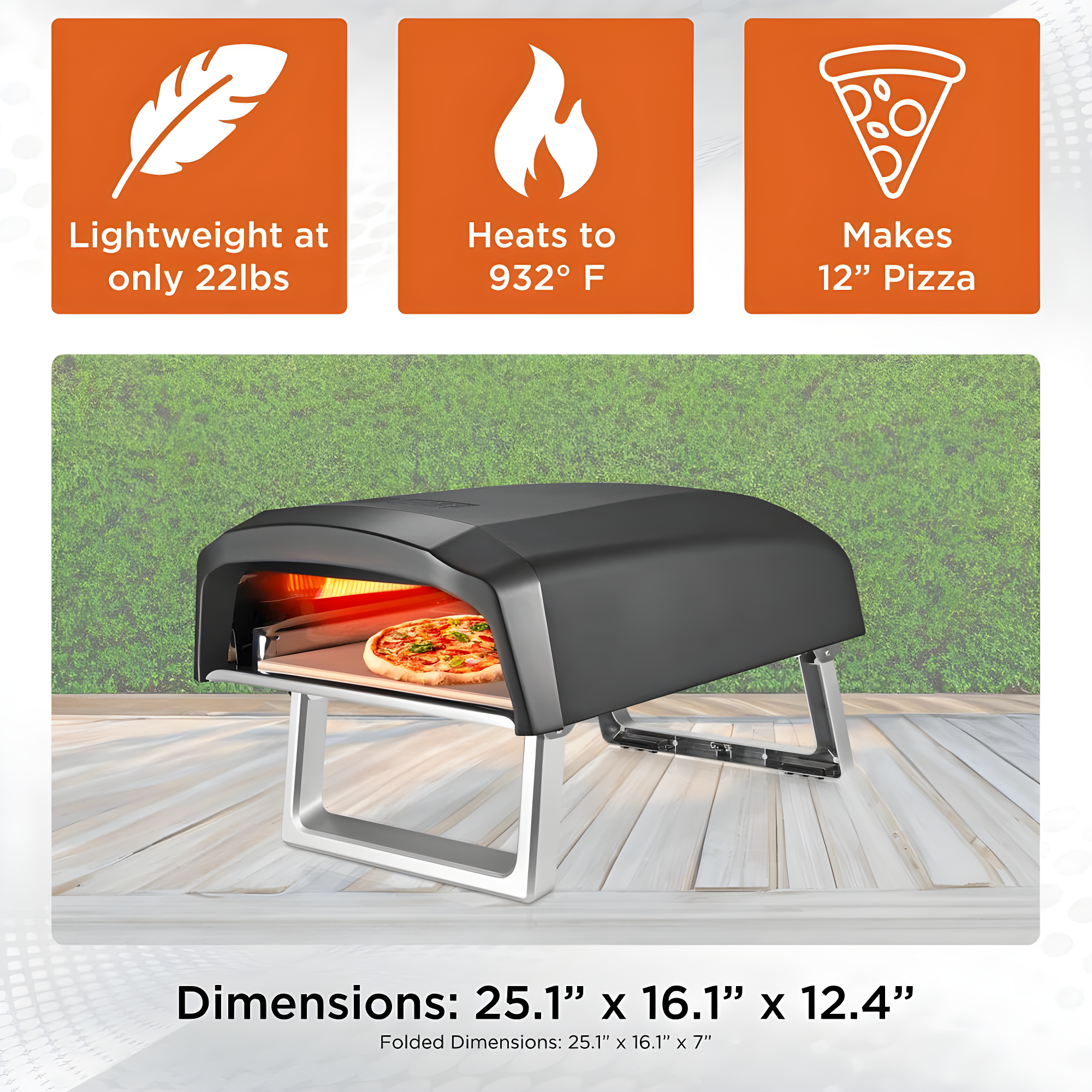 Commercial Chef Commercial Chef Countertop Propane Pizza Oven with Dual Burners