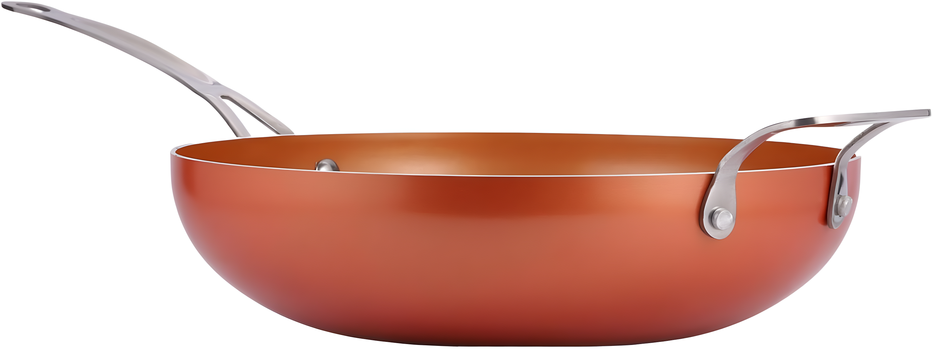 Master Pan Masterpan Chef's Wok & Glass Lid, Copper Color Ceramic Non-Stick Coating, 12"