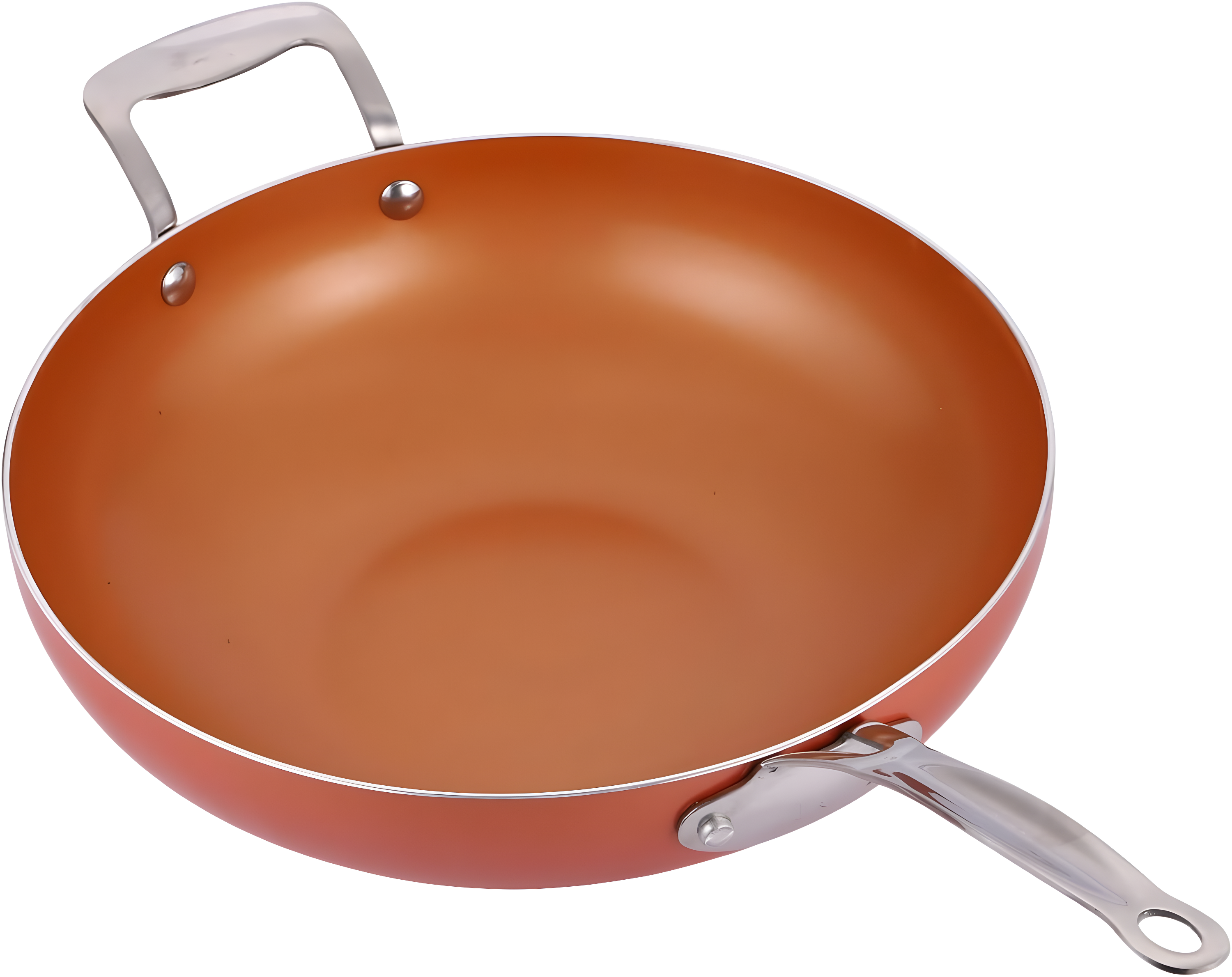 Master Pan Masterpan Chef's Wok & Glass Lid, Copper Color Ceramic Non-Stick Coating, 12"