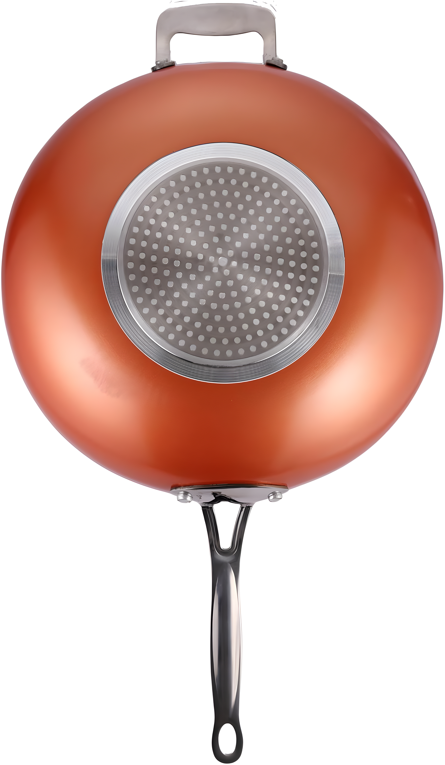 Master Pan Masterpan Chef's Wok & Glass Lid, Copper Color Ceramic Non-Stick Coating, 12"