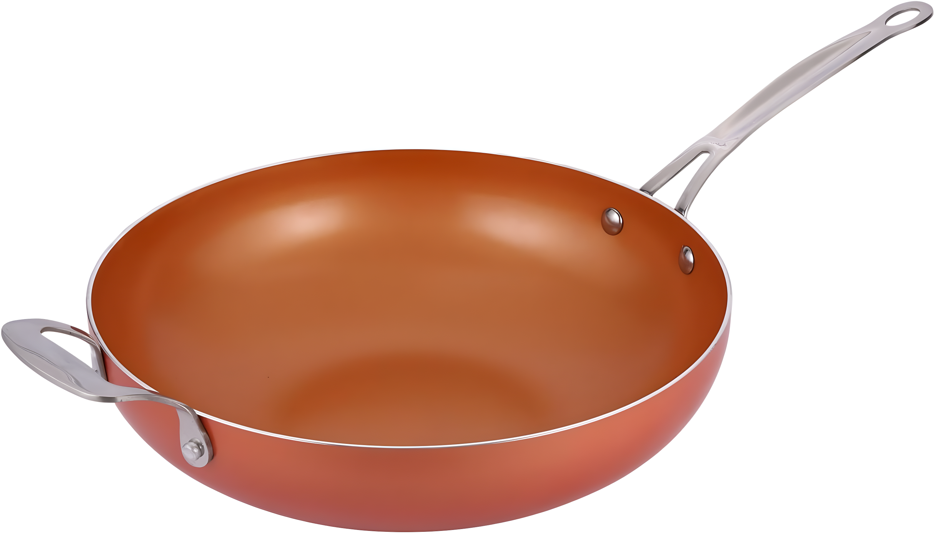 Master Pan Masterpan Chef's Wok & Glass Lid, Copper Color Ceramic Non-Stick Coating, 12"
