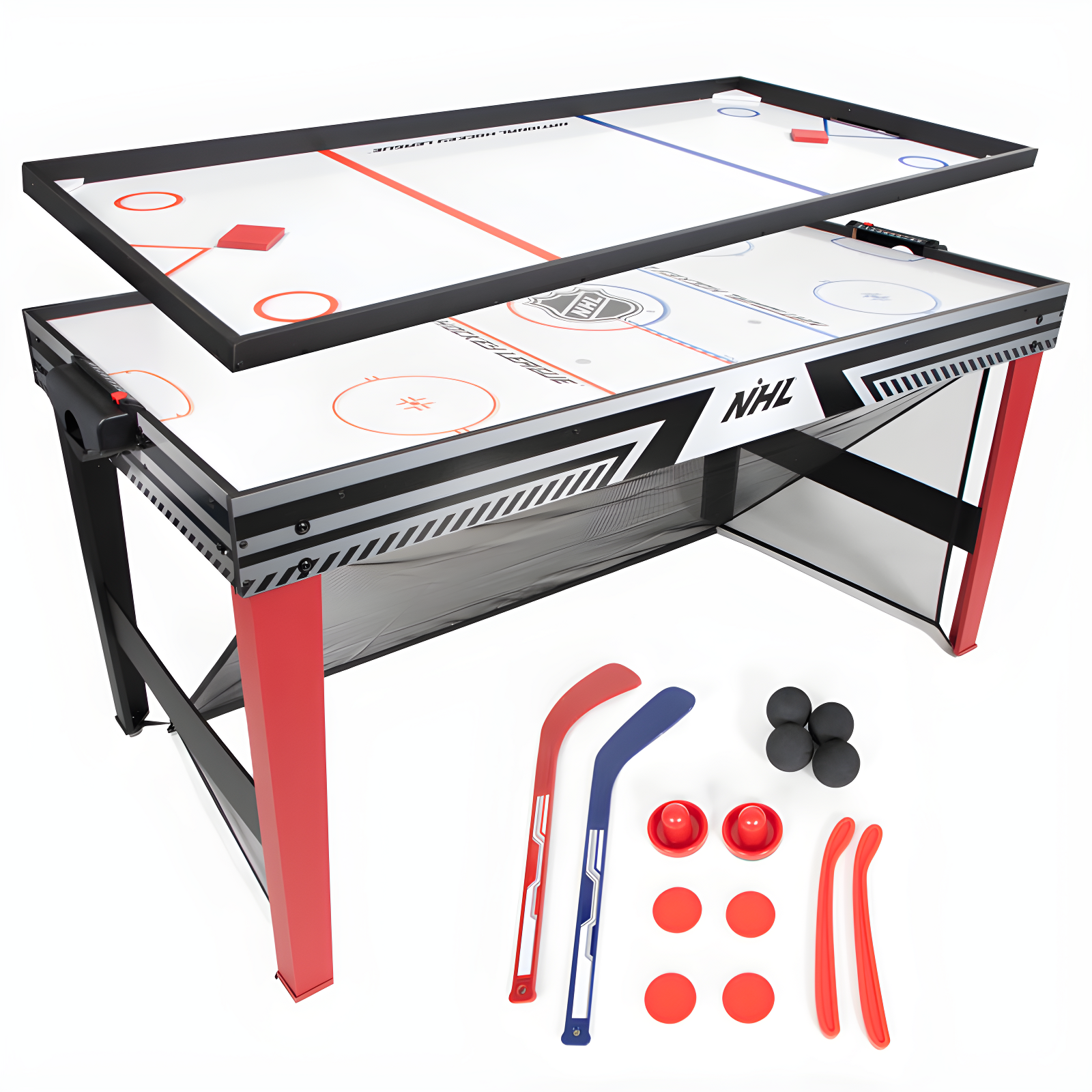 Nhl 60" Hat Trick 3-in-1 Hockey Table - Air, Knock & Knee Hockey - Air Powered, Includes Accessories