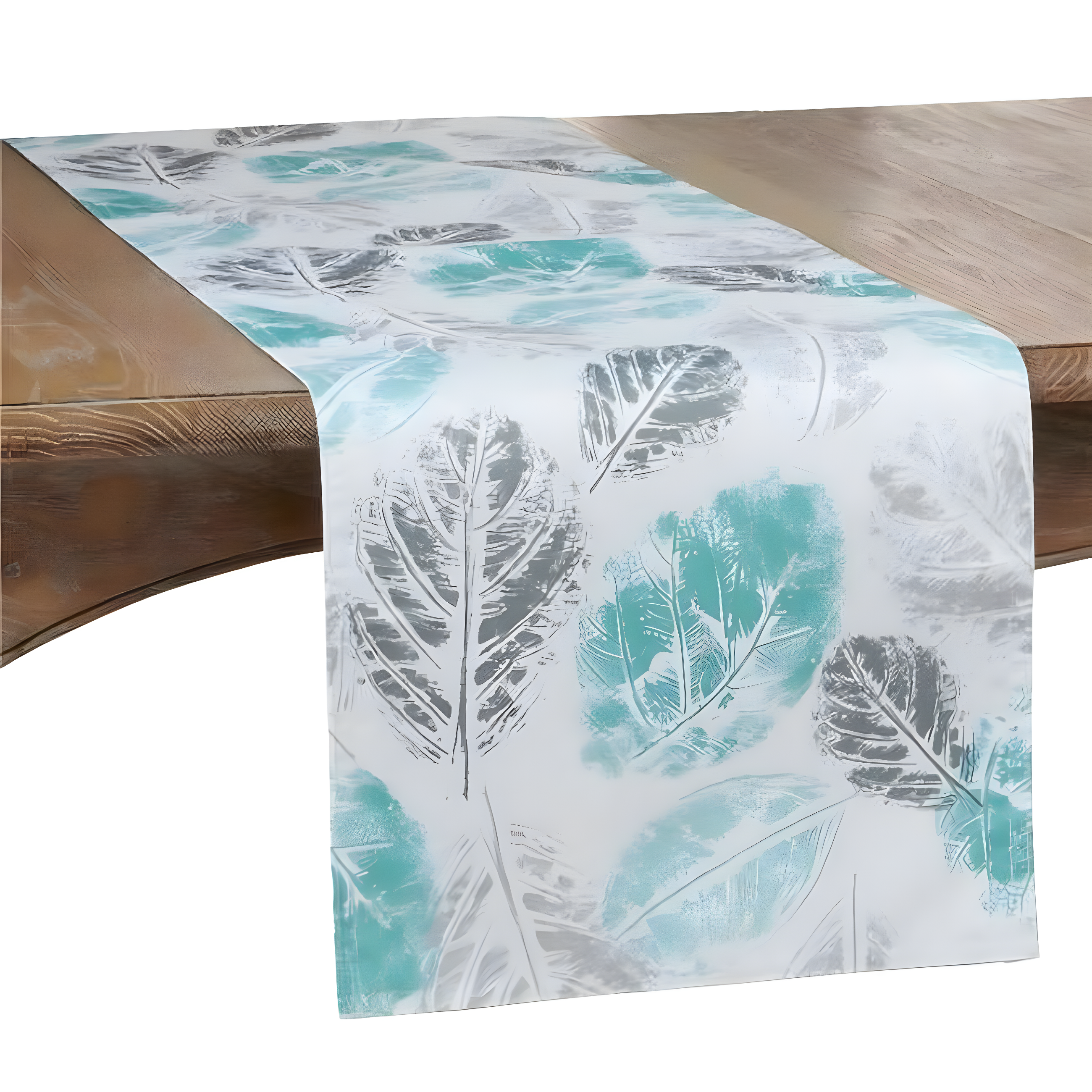 Saro Lifestyle Large Leaf Design Table Runner, Mint, 16" x 90"
