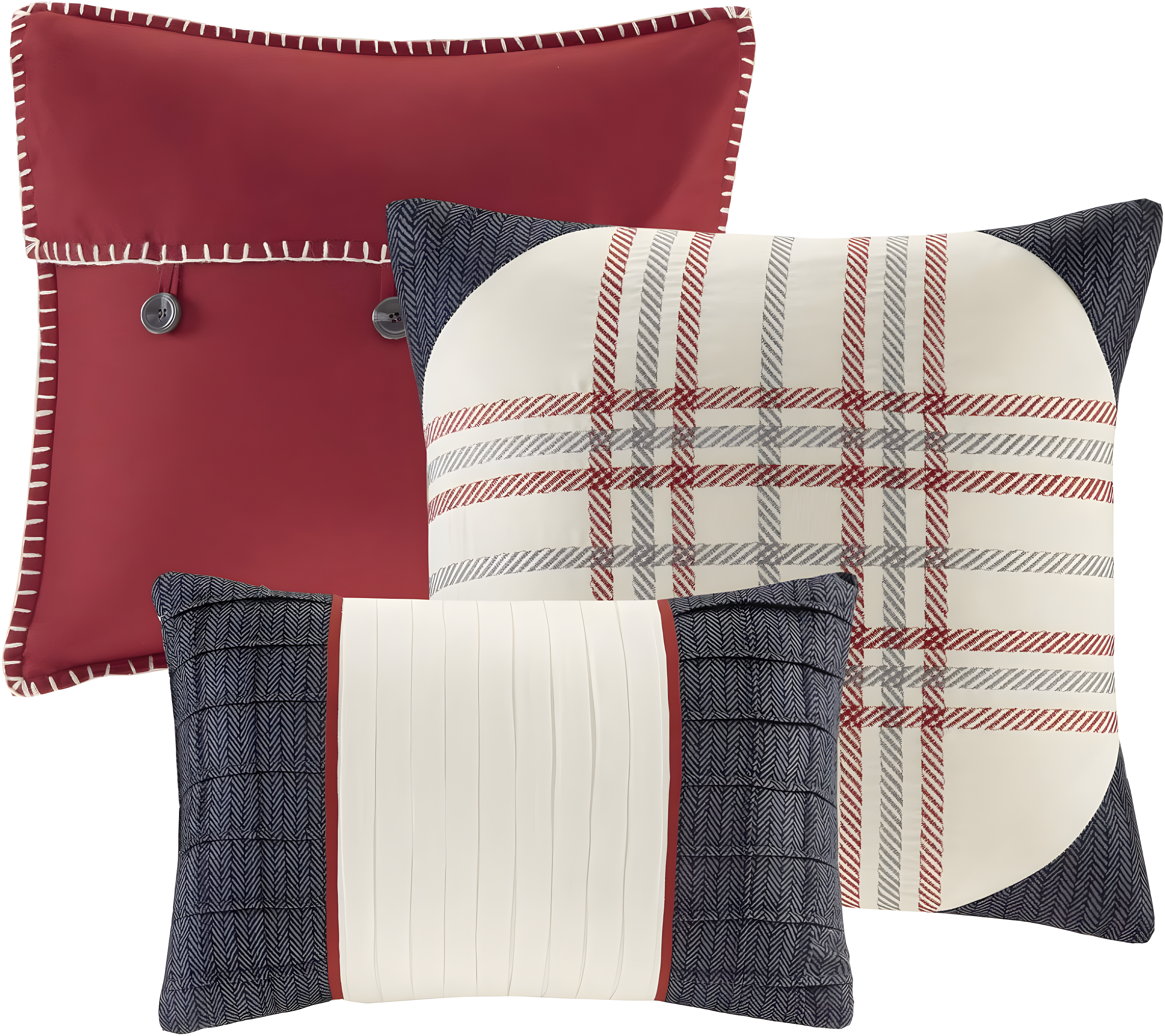 Madison Park Ridge 6 Piece Printed Herringbone Quilt Set with Throw Pillows
