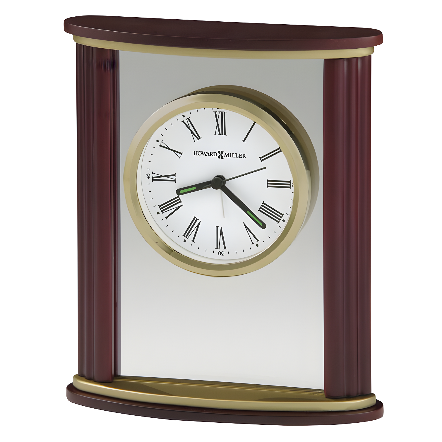 Victor Traditional Roman Numeral Rosewood Wood Quartz Movement / Crystal Tabletop Clock with Alarm in Brown/Brass