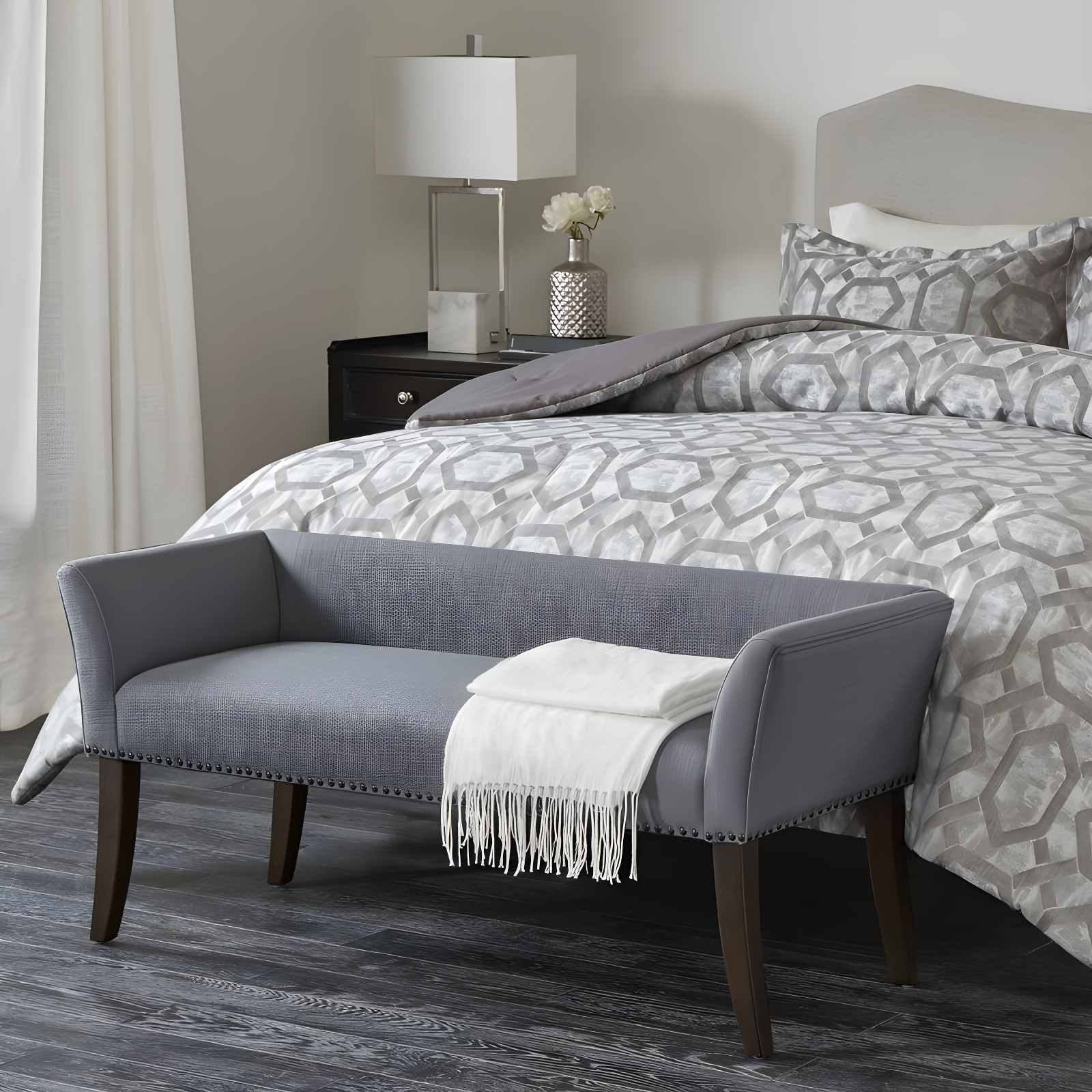 GZMWON 1 Polyester Upholstered Bench Bedroom Bench Modern Bench Accent Bench