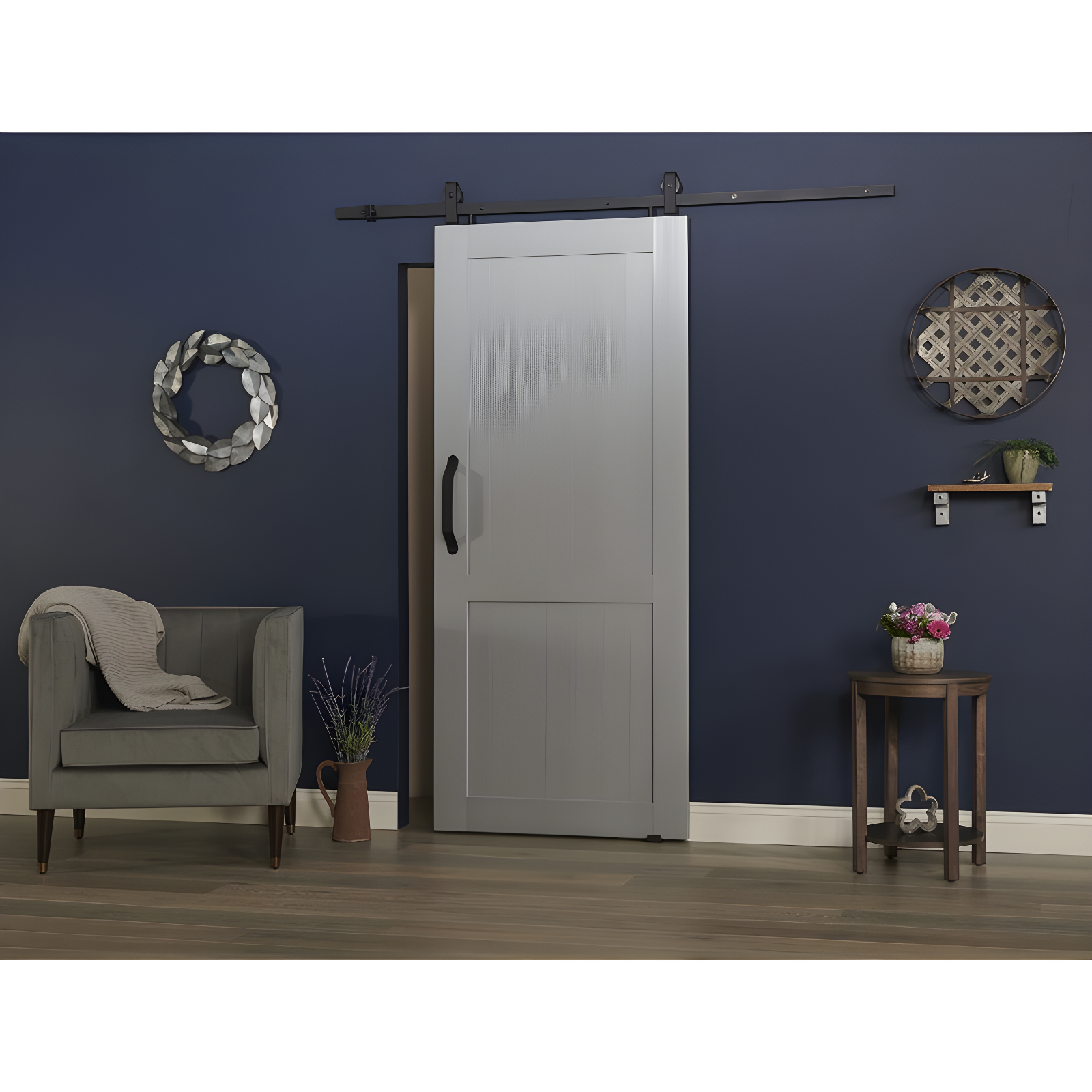 Millbrooke 84'' Hollow Paneled with Installation Hardware Kit Barn Door