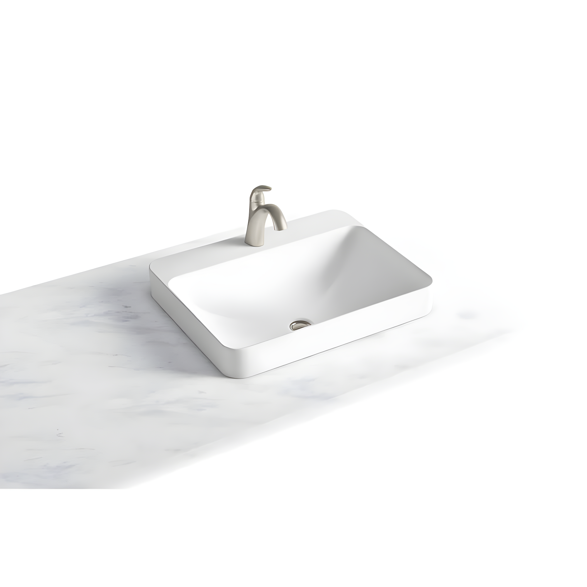Vox® Vitreous China Rectangular Vessel Bathroom Sink with Overflow